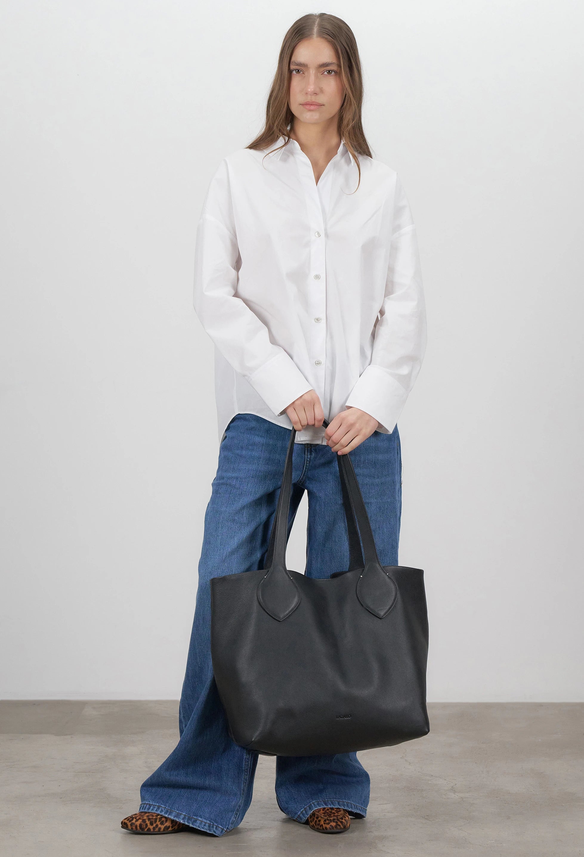 Tika Leather Tote Bag - Black