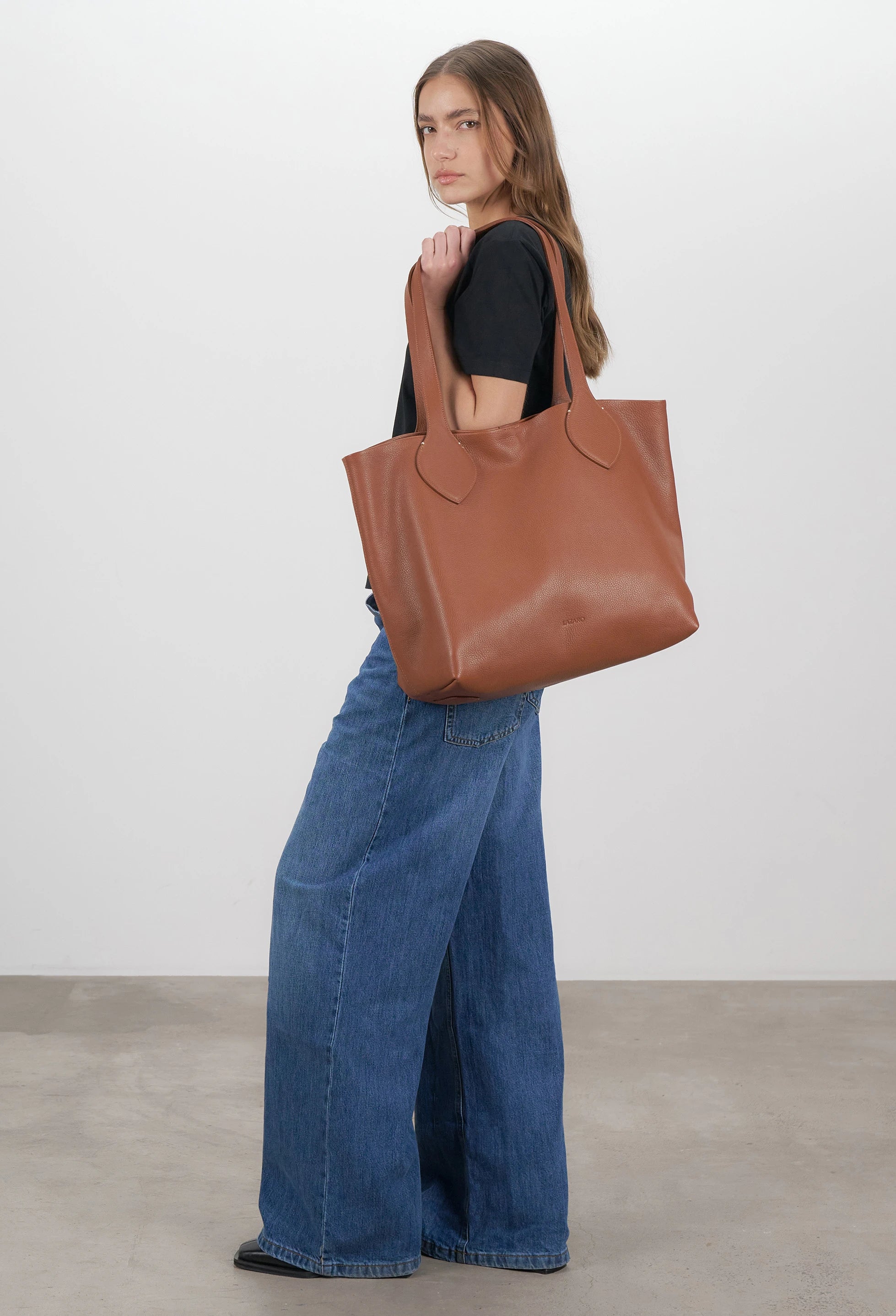 Tika Leather Tote Bag - Cognac