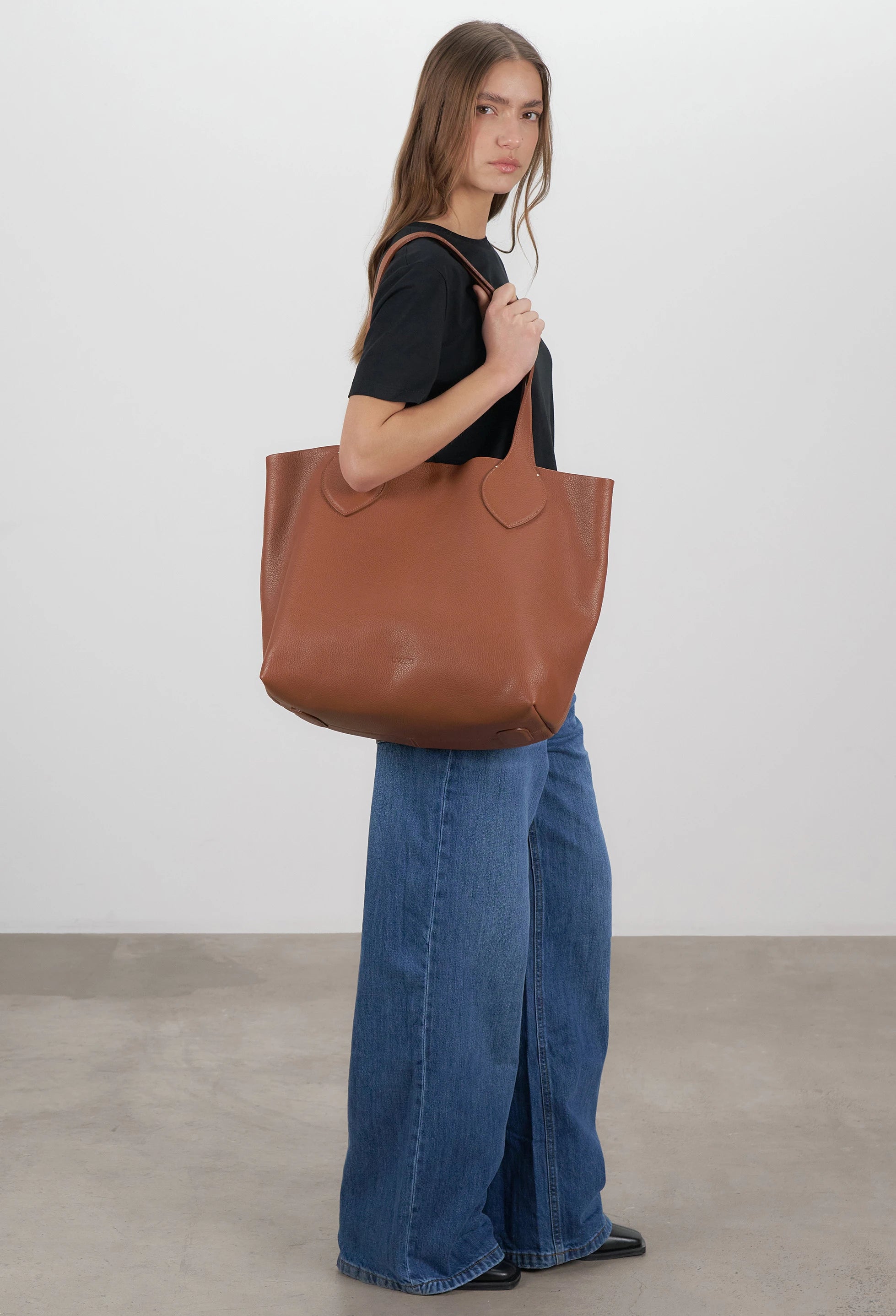 Tika Leather Tote Bag - Cognac