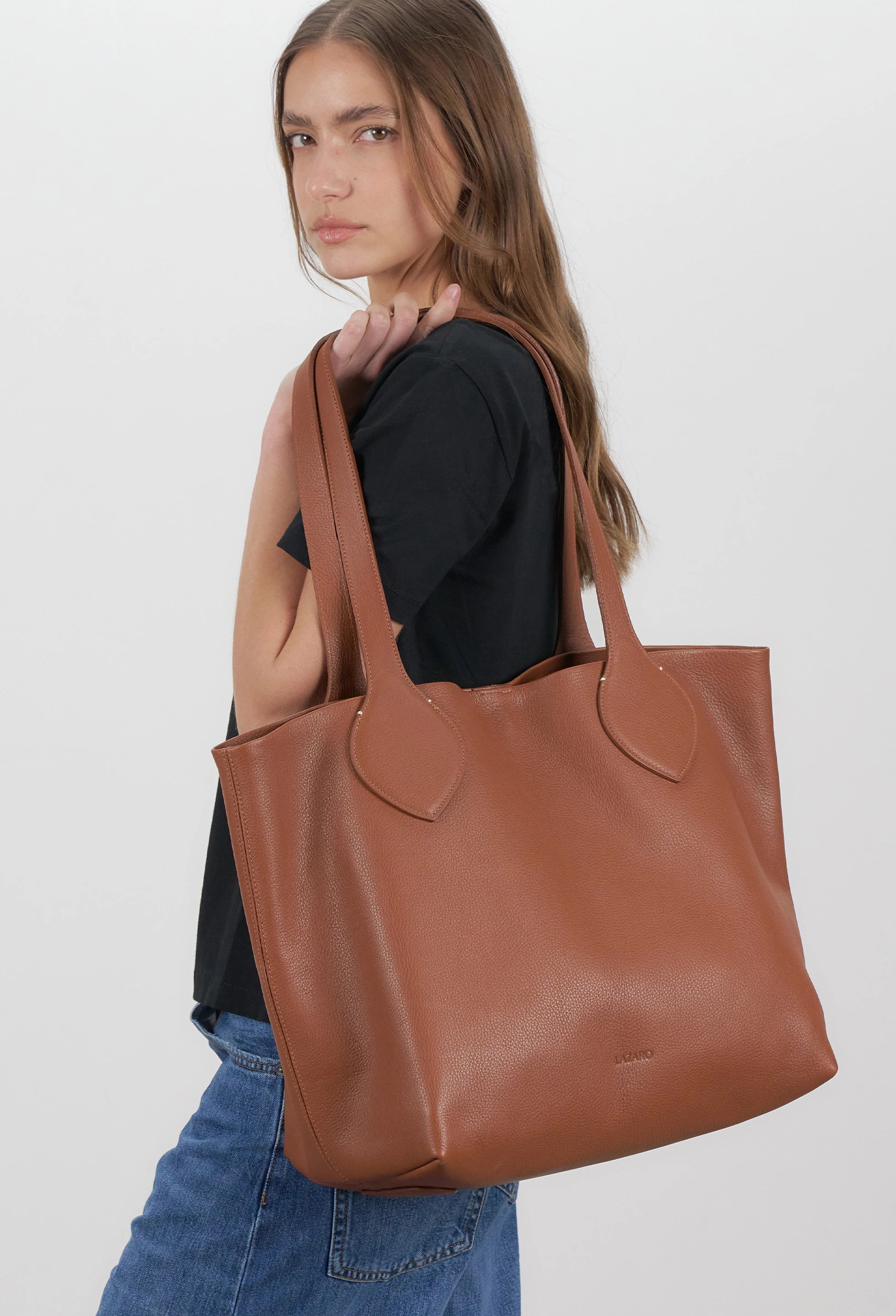 Tika Leather Tote Bag - Cognac