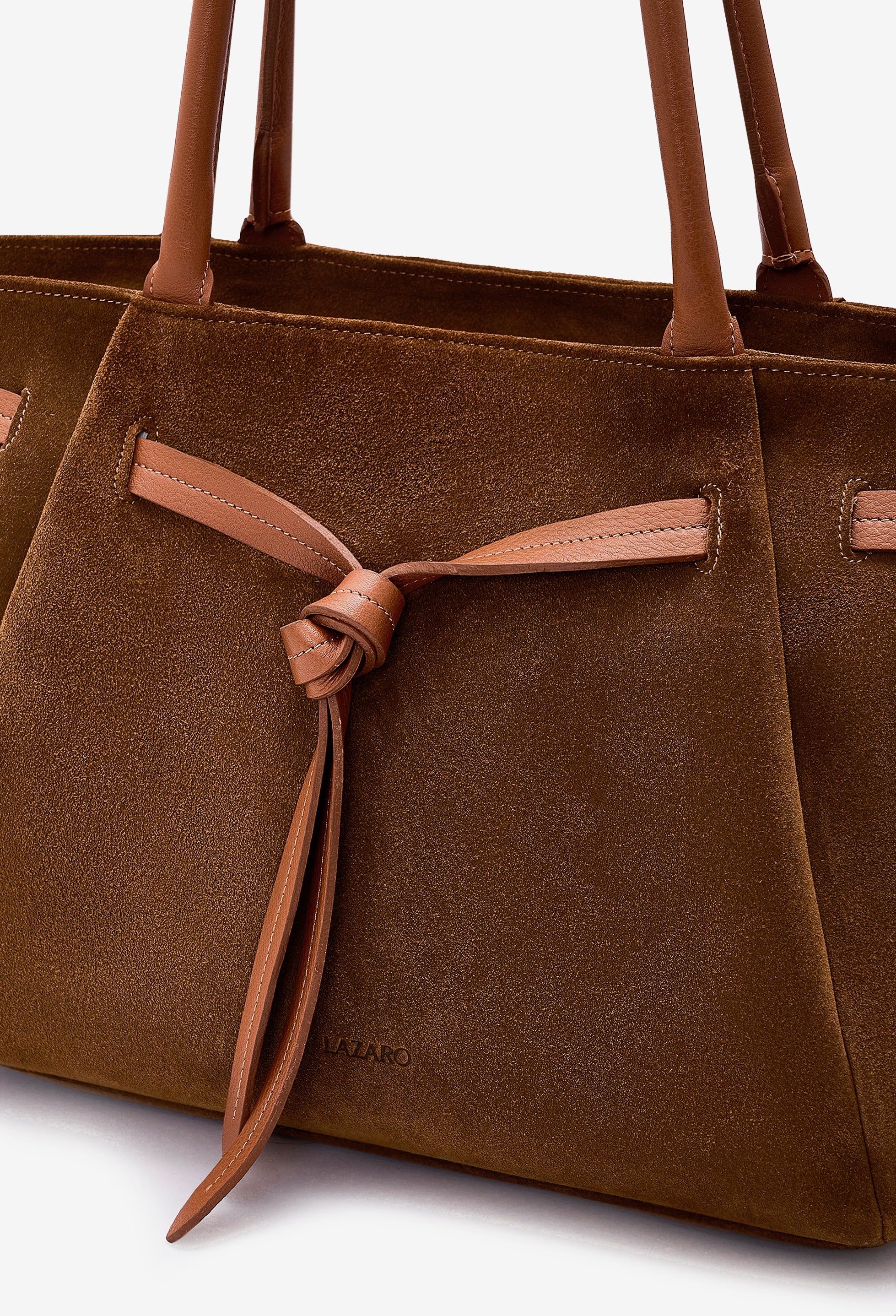 Warmi Large Carryall Leather Bag - Tan Suede