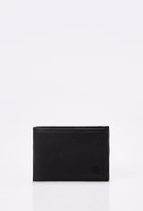 Black Leather Classic Wallet With Removable Card Holder