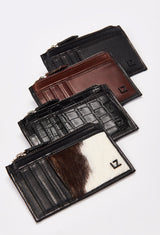 Black Leather Zip-Top Card Holder