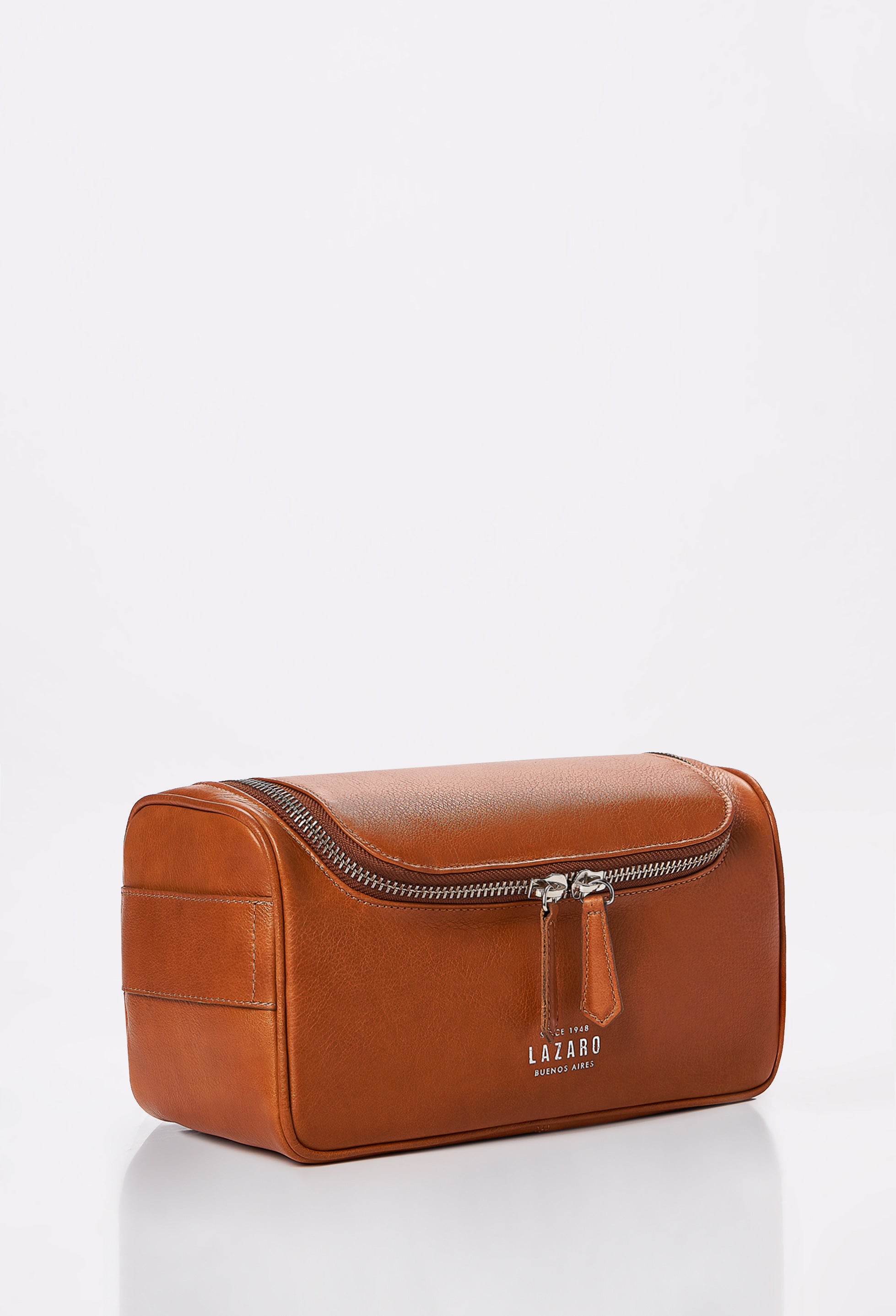 Large Leather Toiletry Bag - Tan