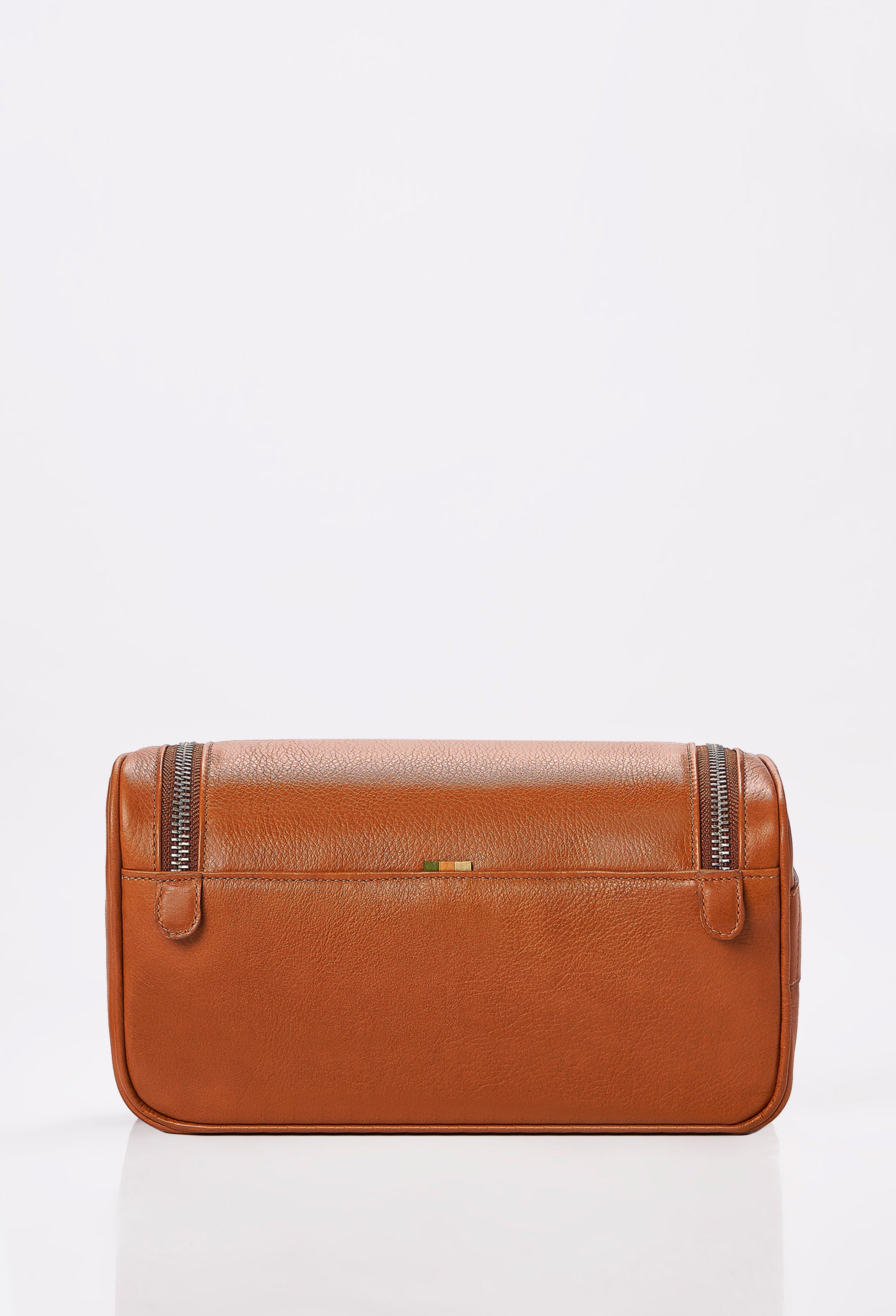 Large Leather Toiletry Bag - Tan