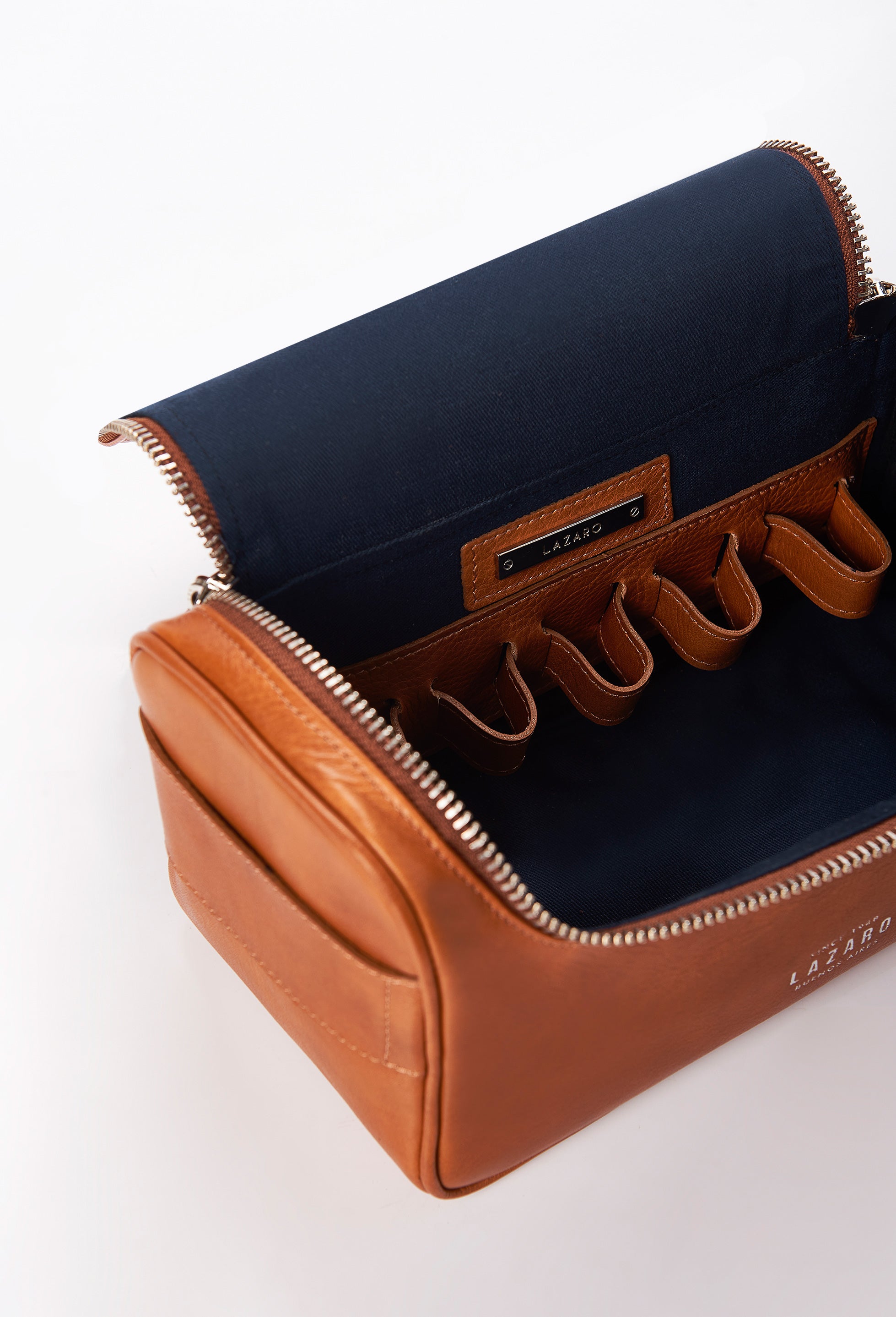 Large Leather Toiletry Bag - Tan