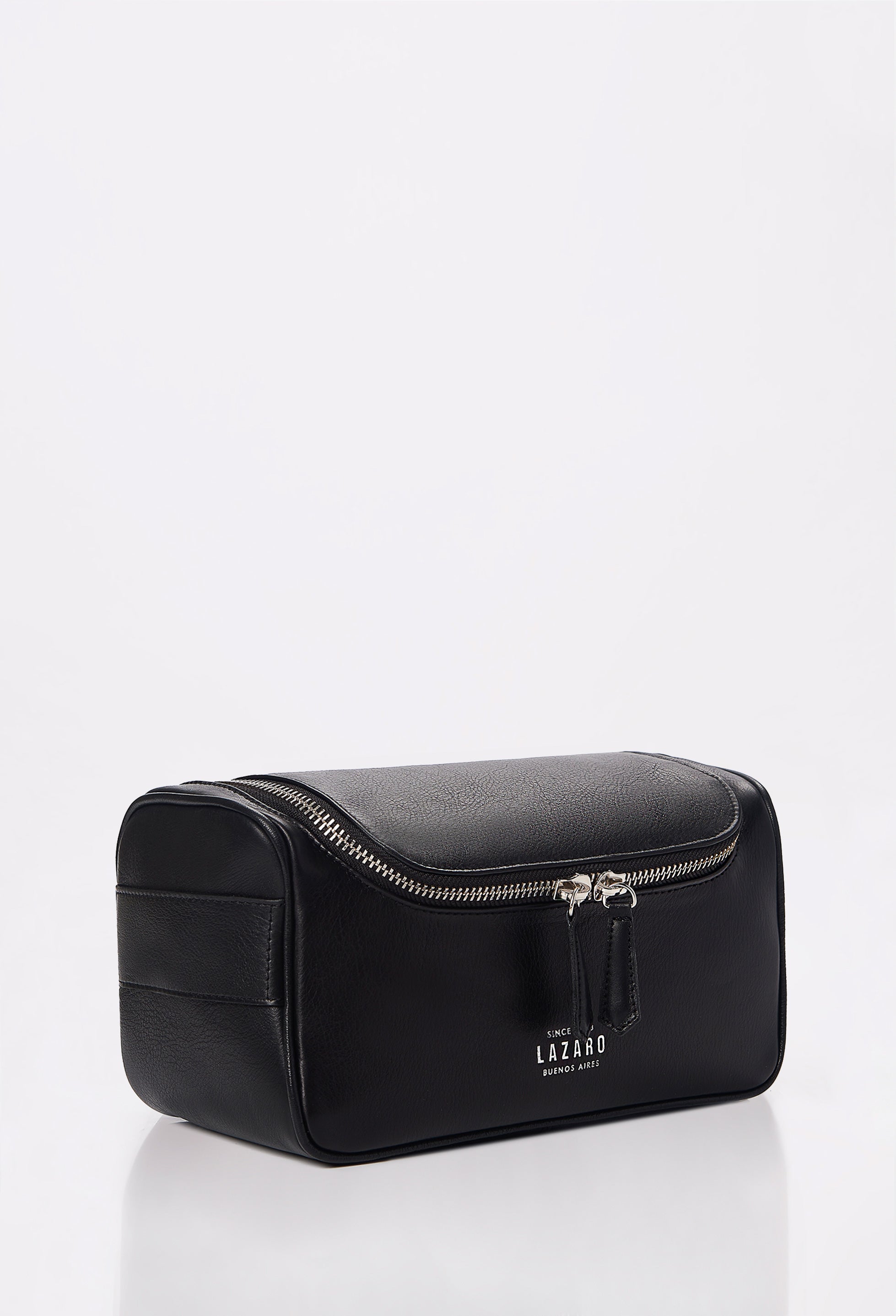 Large Leather Toiletry Bag - Black