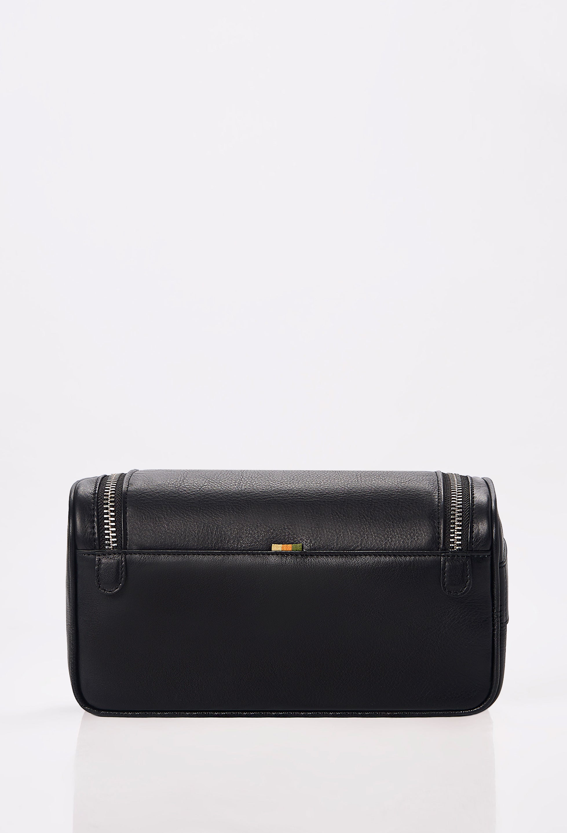 Large Leather Toiletry Bag - Black