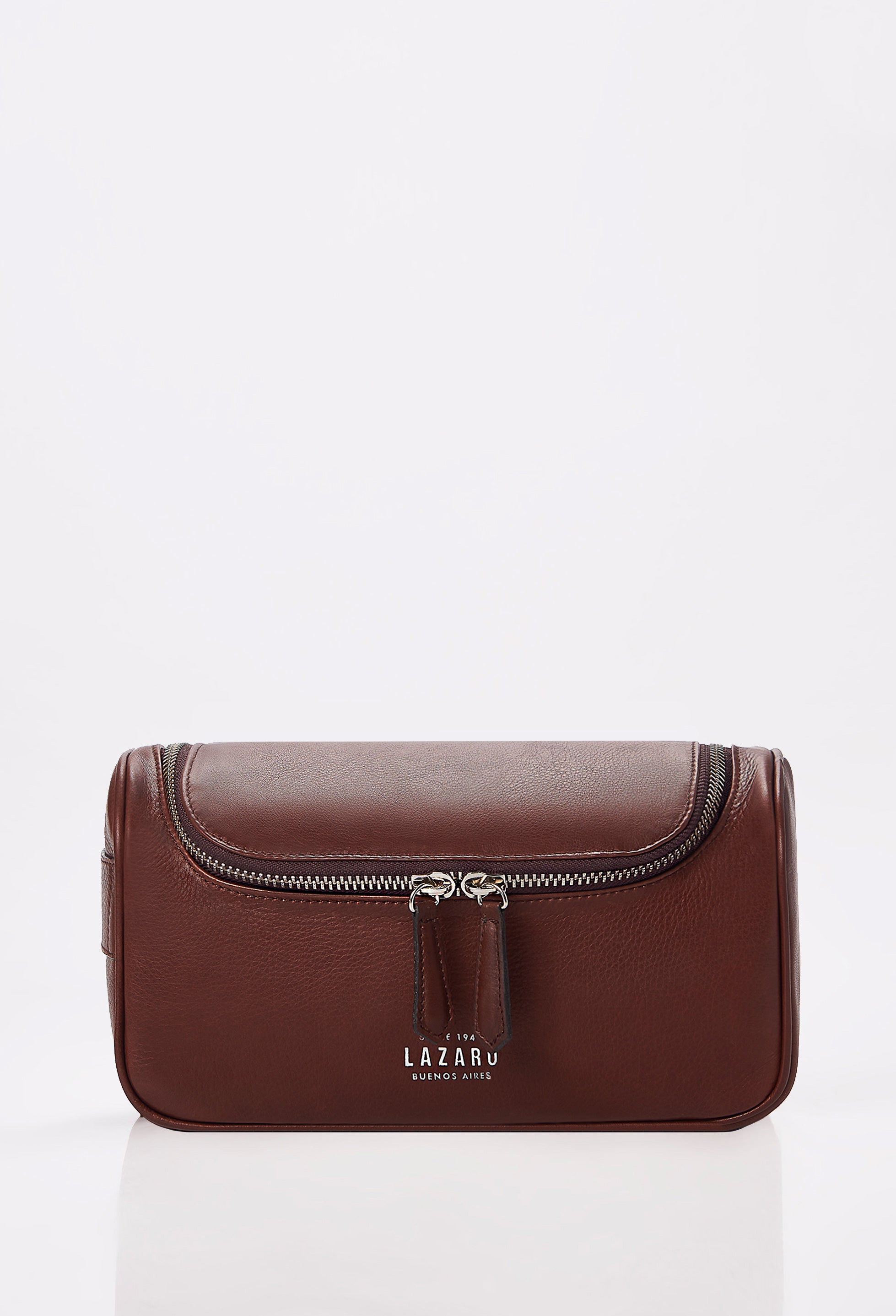 Large Leather Toiletry Bag - Coffee