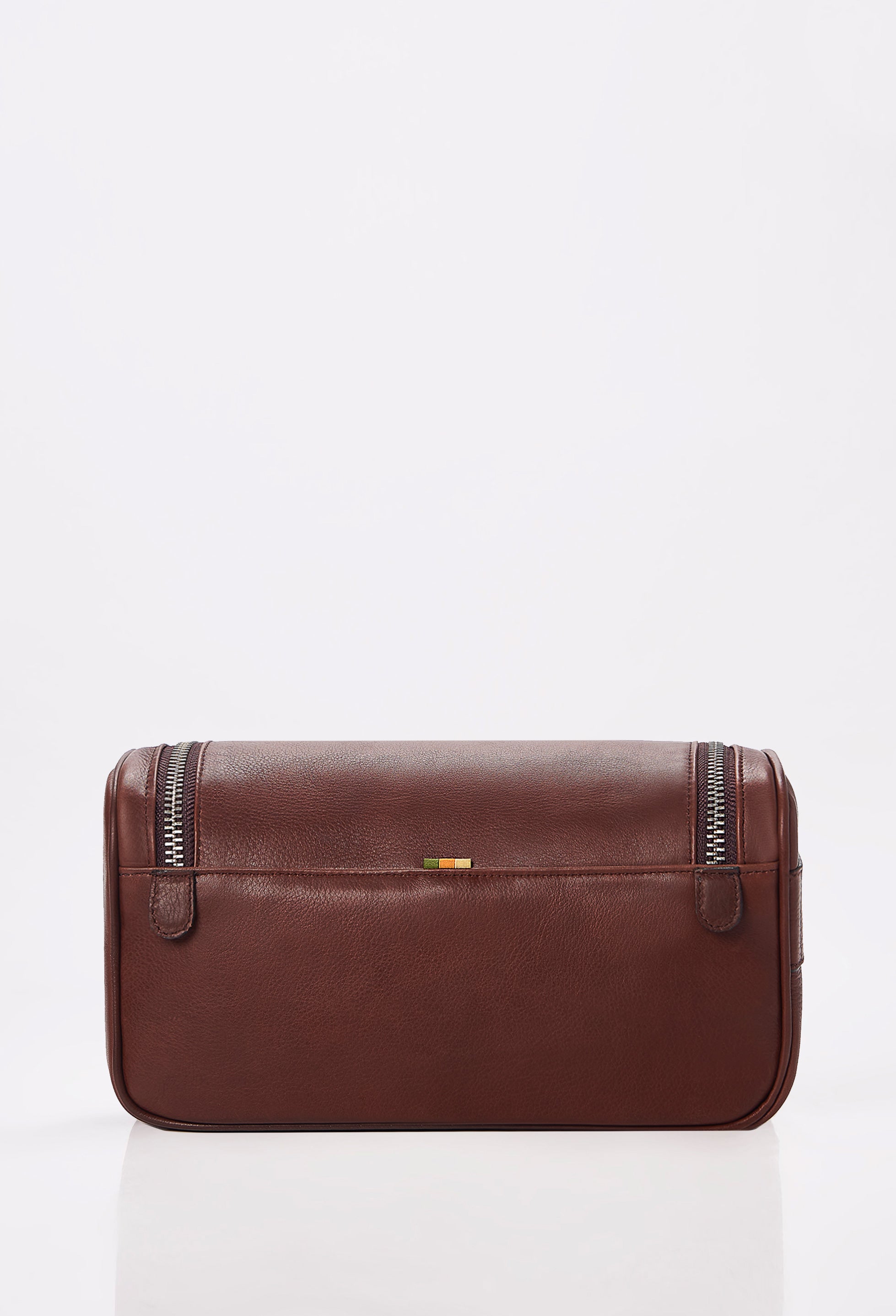 Large Leather Toiletry Bag - Coffee
