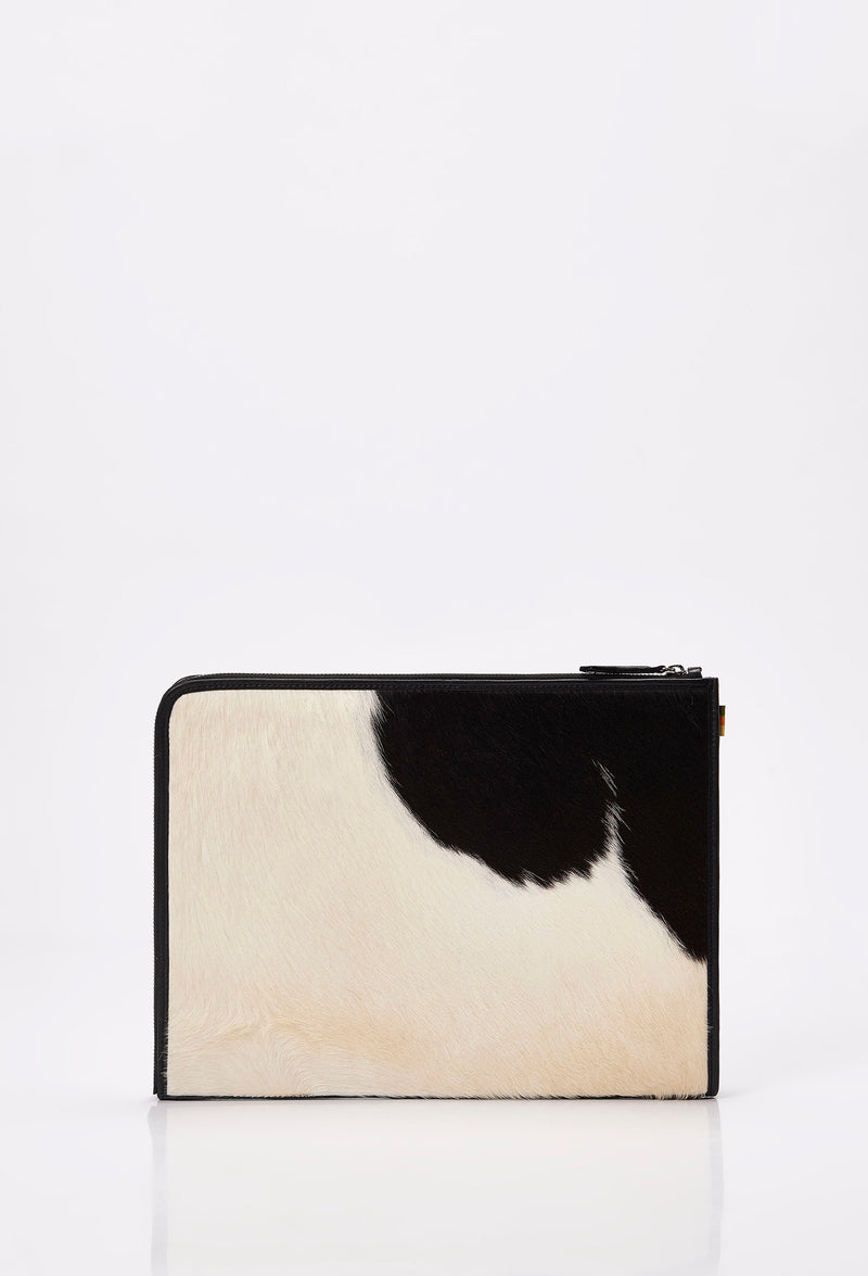 Rear of a Cowhide Leather Slim Computer Case.