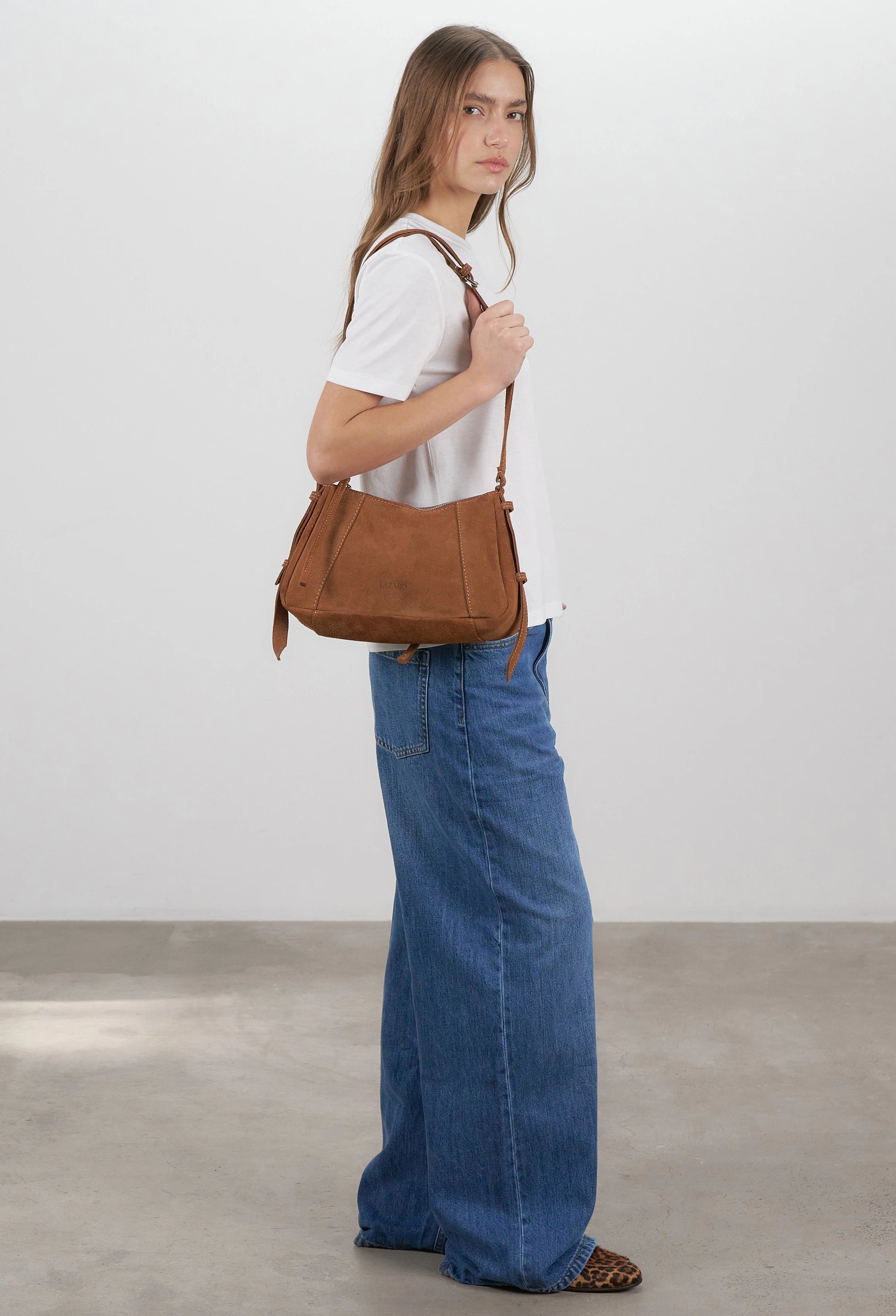 Nina Baguette Bag - Caramel Suede