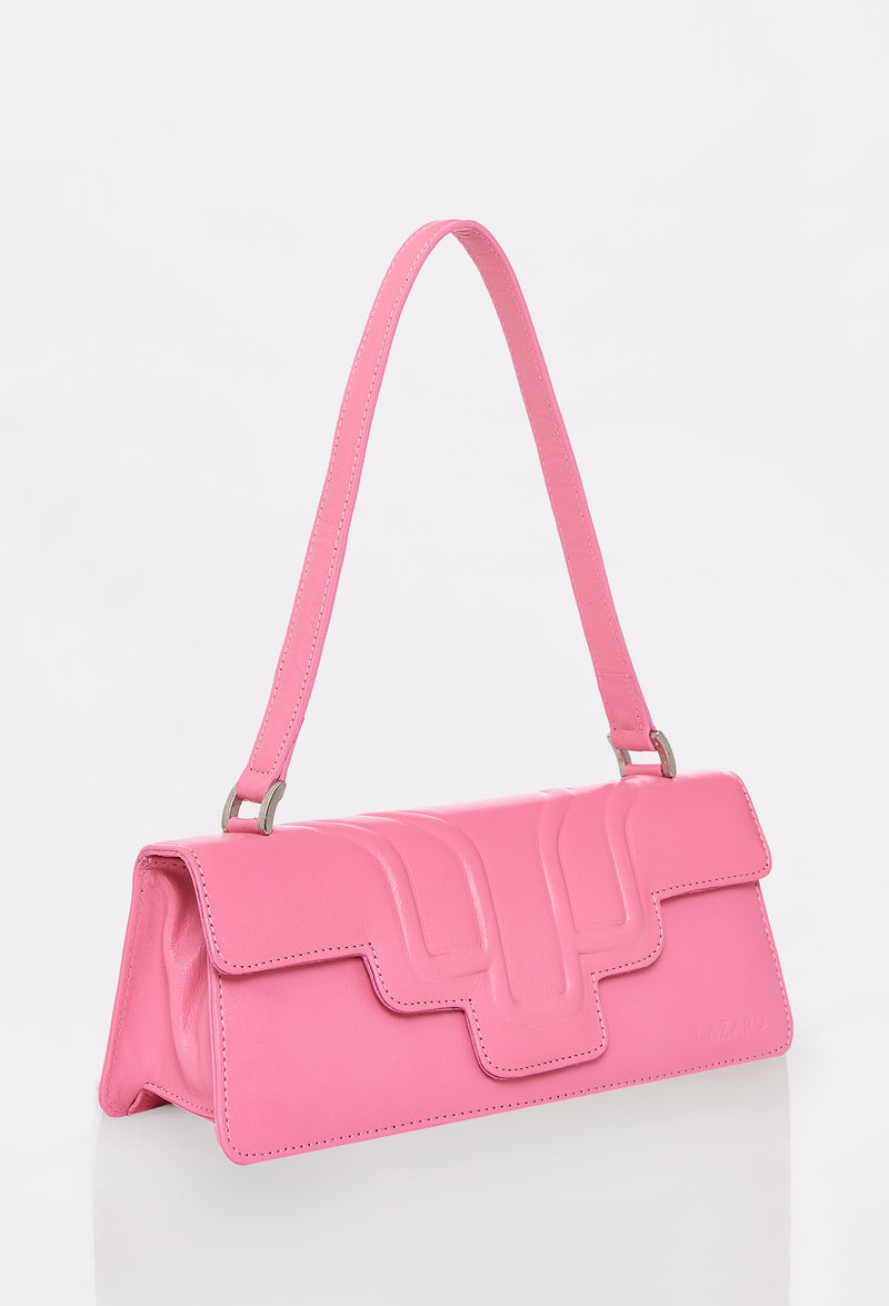Pink Leather Shoulder Flap Bag 'Hilda'