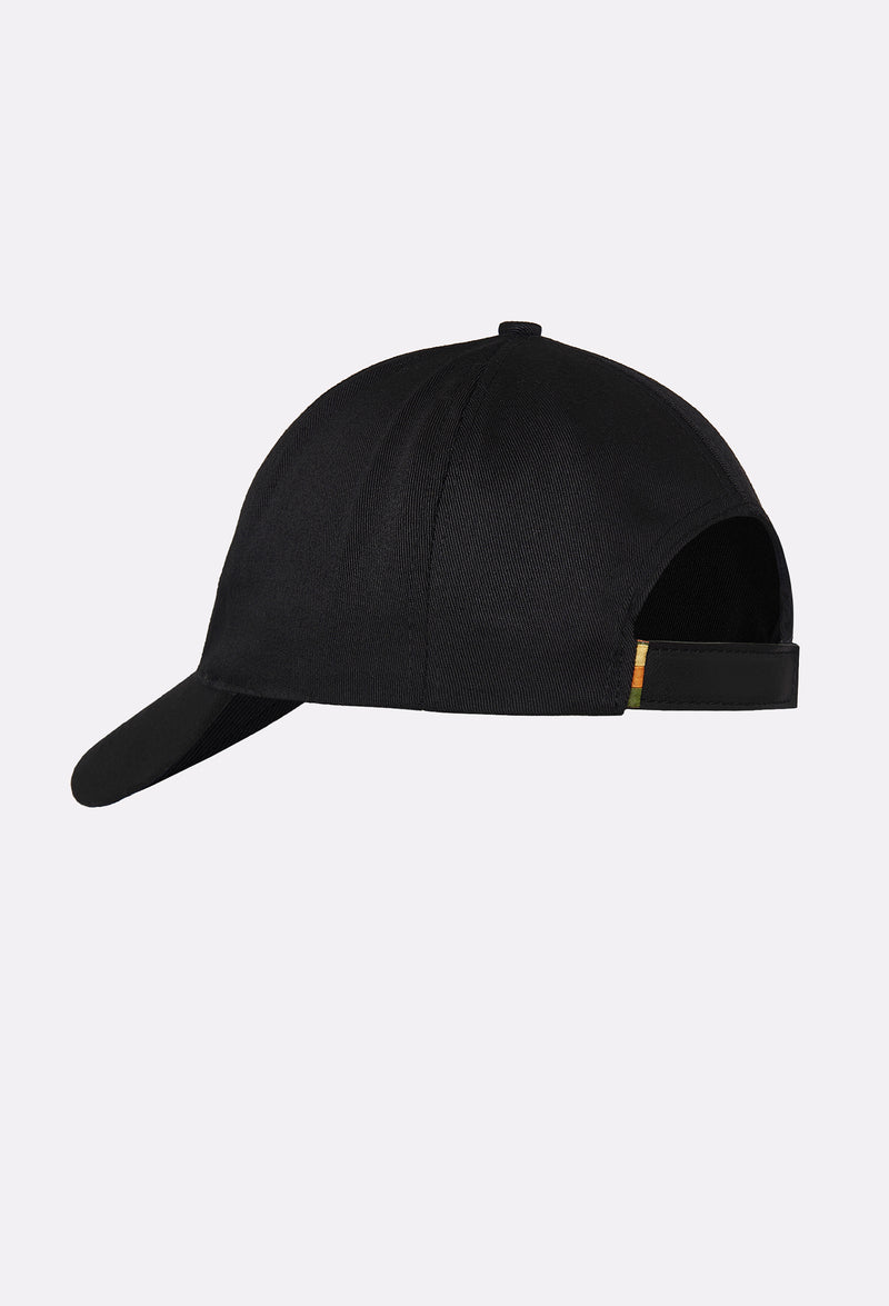 Black Baseball Cap With Patched Logo