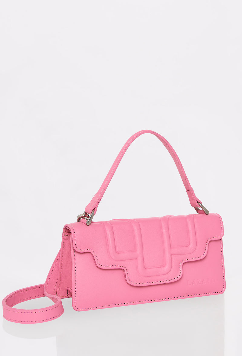 Pink Leather Crossbody Flap Bag 'Hilda'