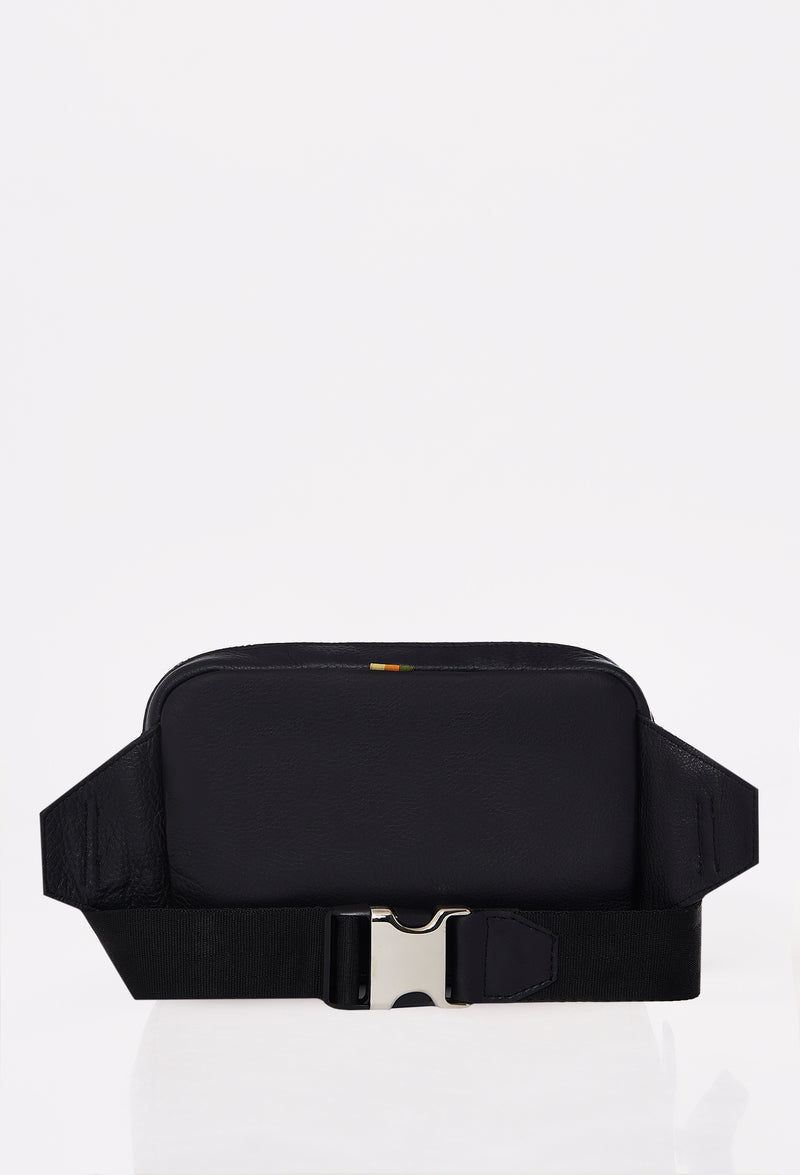 Black Leather Belt Bag 'Salerno'