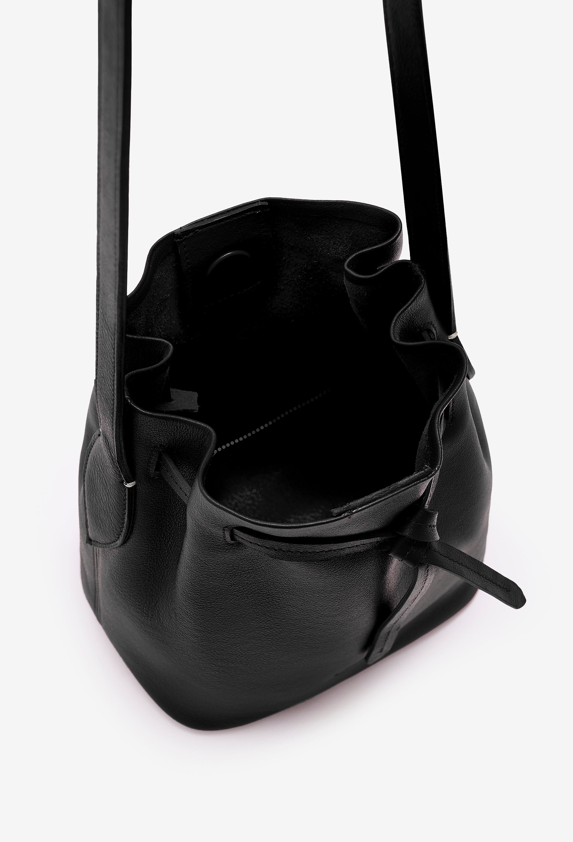 Coya Small Leather Bucket Bag -Black
