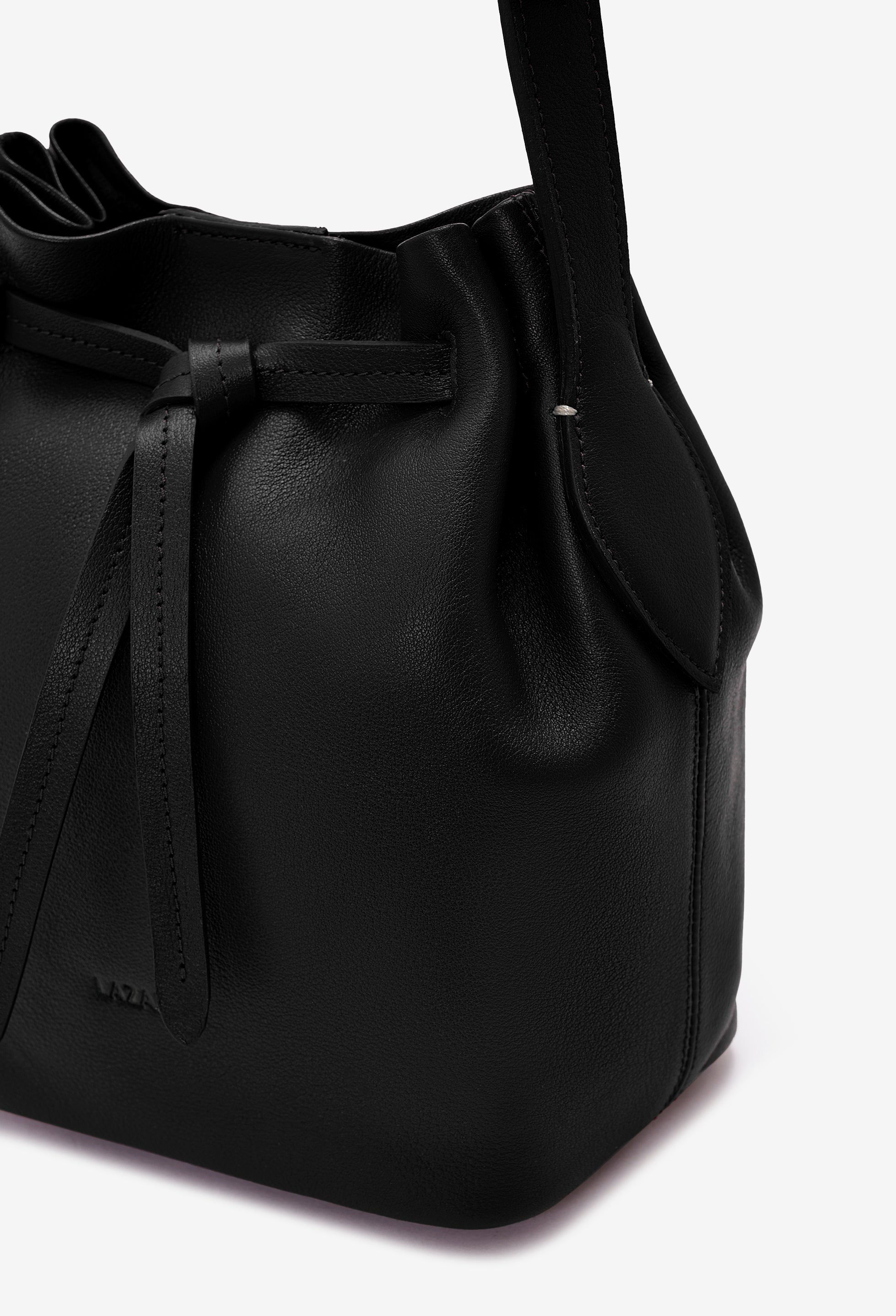 Coya Small Leather Bucket Bag -Black