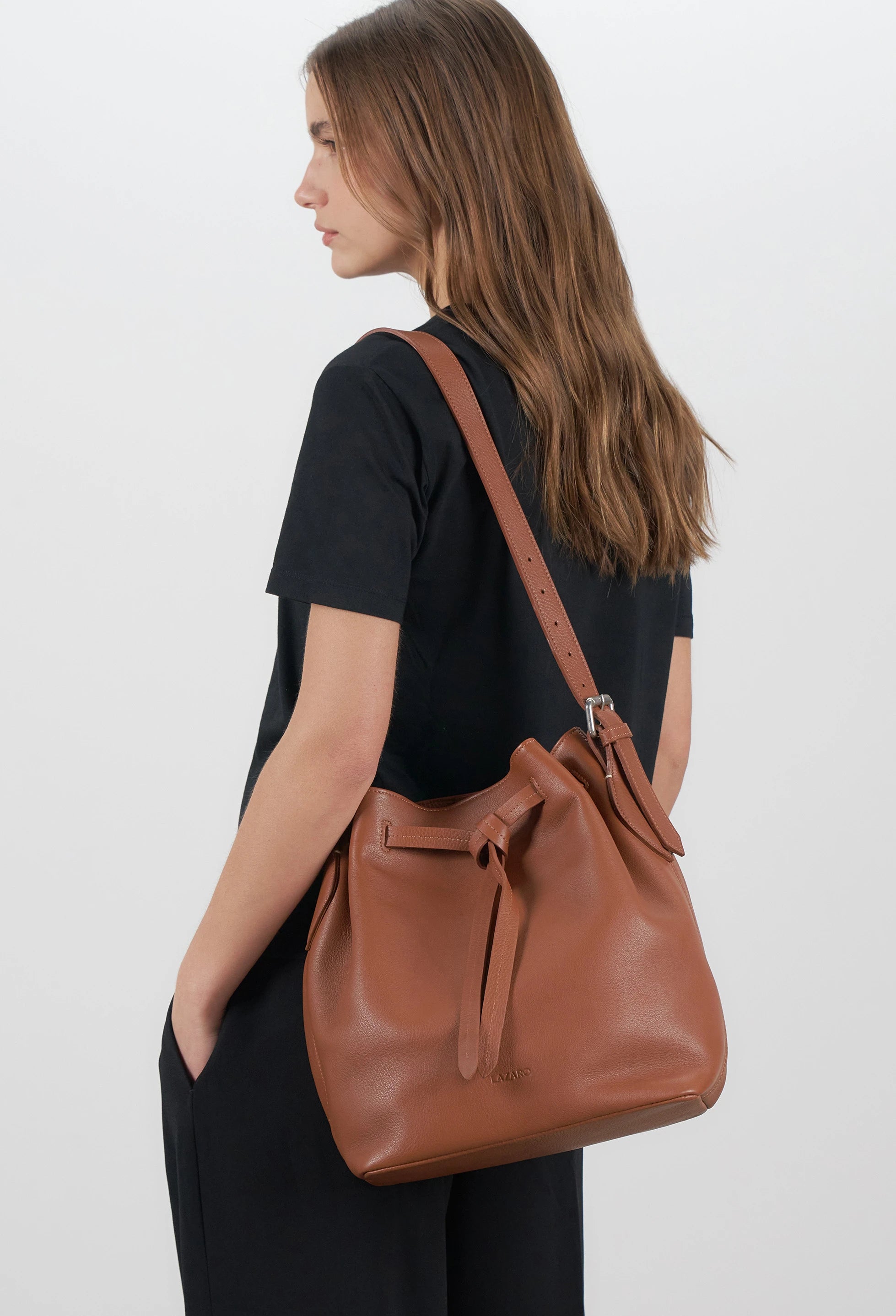 Coya Small Leather Bucket Bag - Cognac