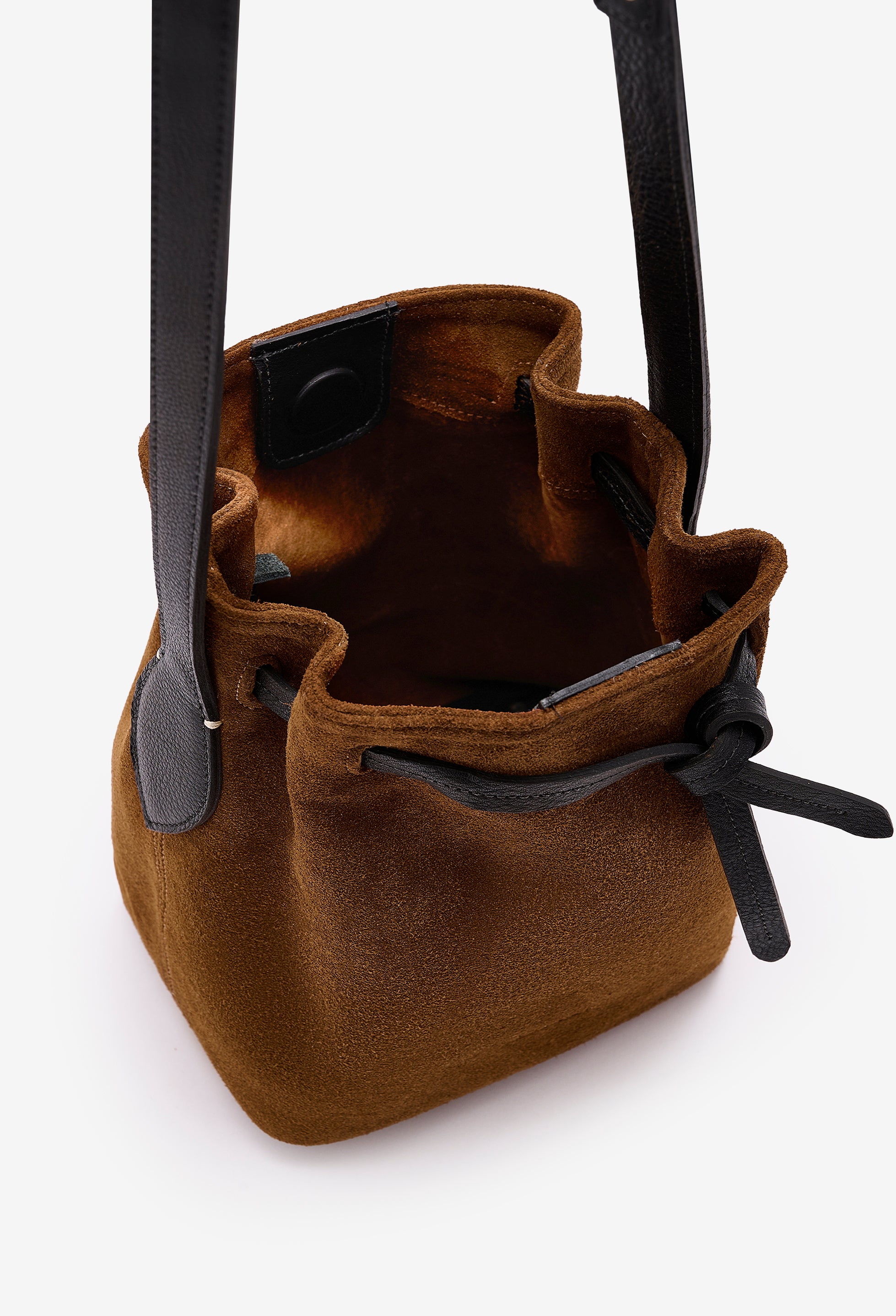 Coya Small Leather Bucket Bag - Tan Suede