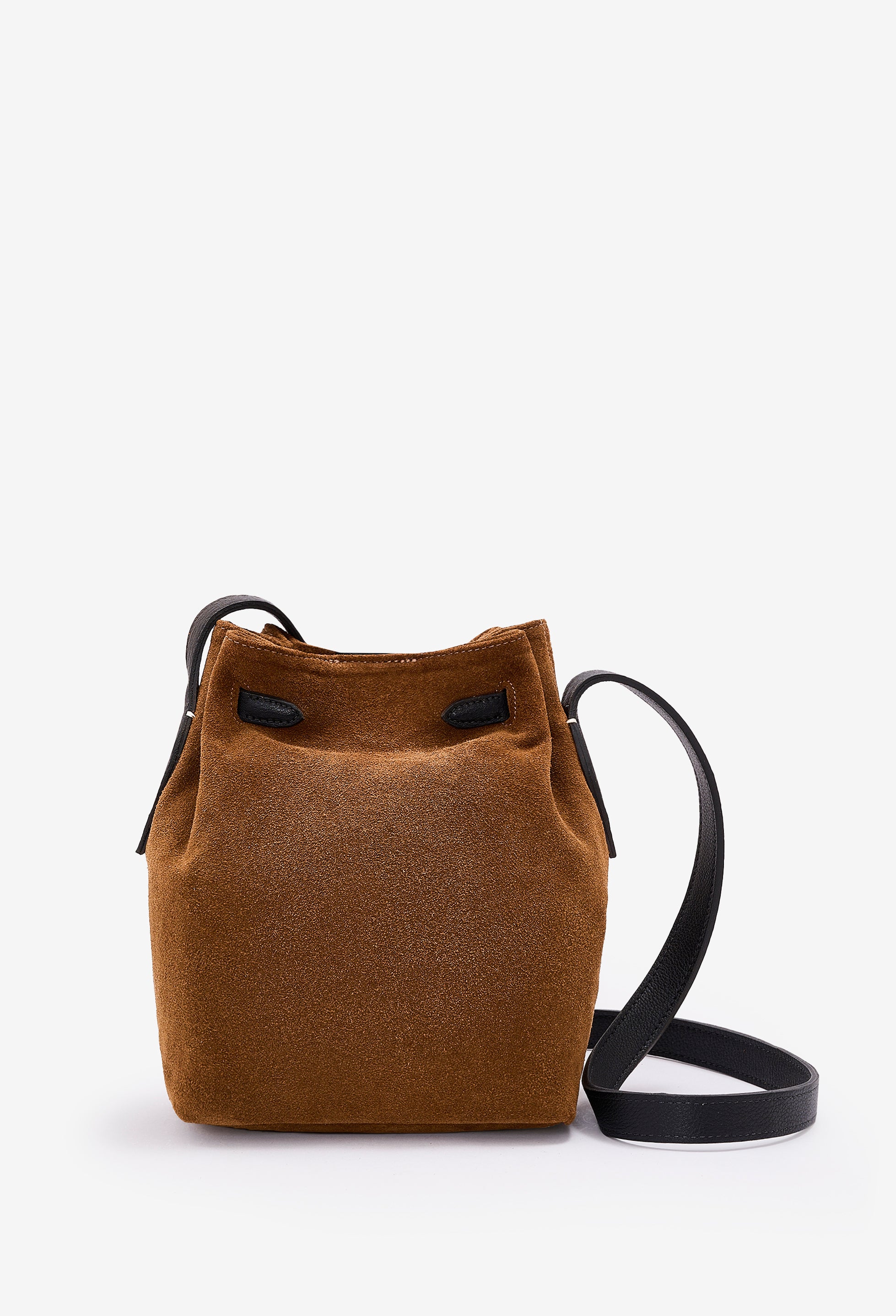 Coya Small Leather Bucket Bag - Tan Suede