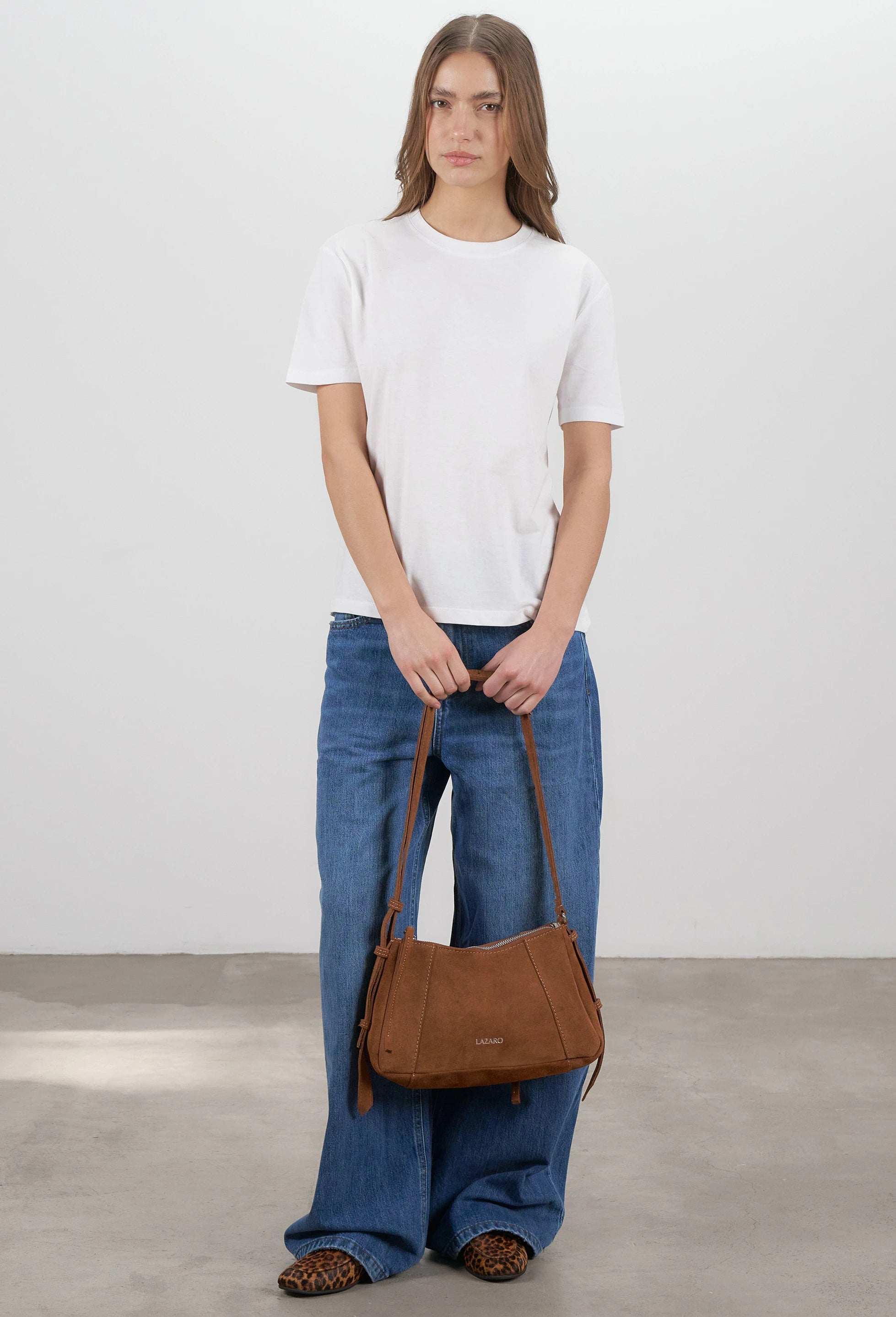 Nina Baguette Bag - Caramel Suede