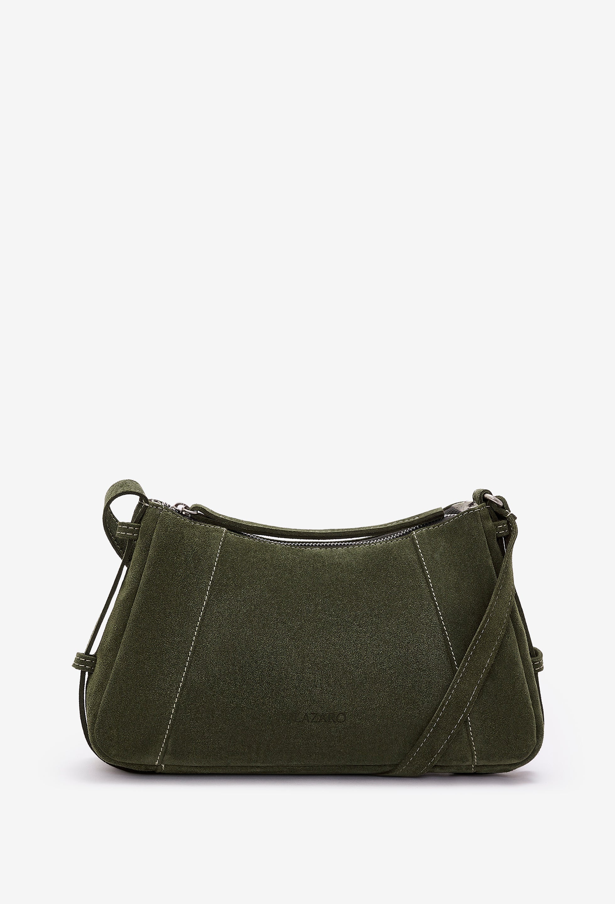 Nina Baguette Bag - Sage Suede