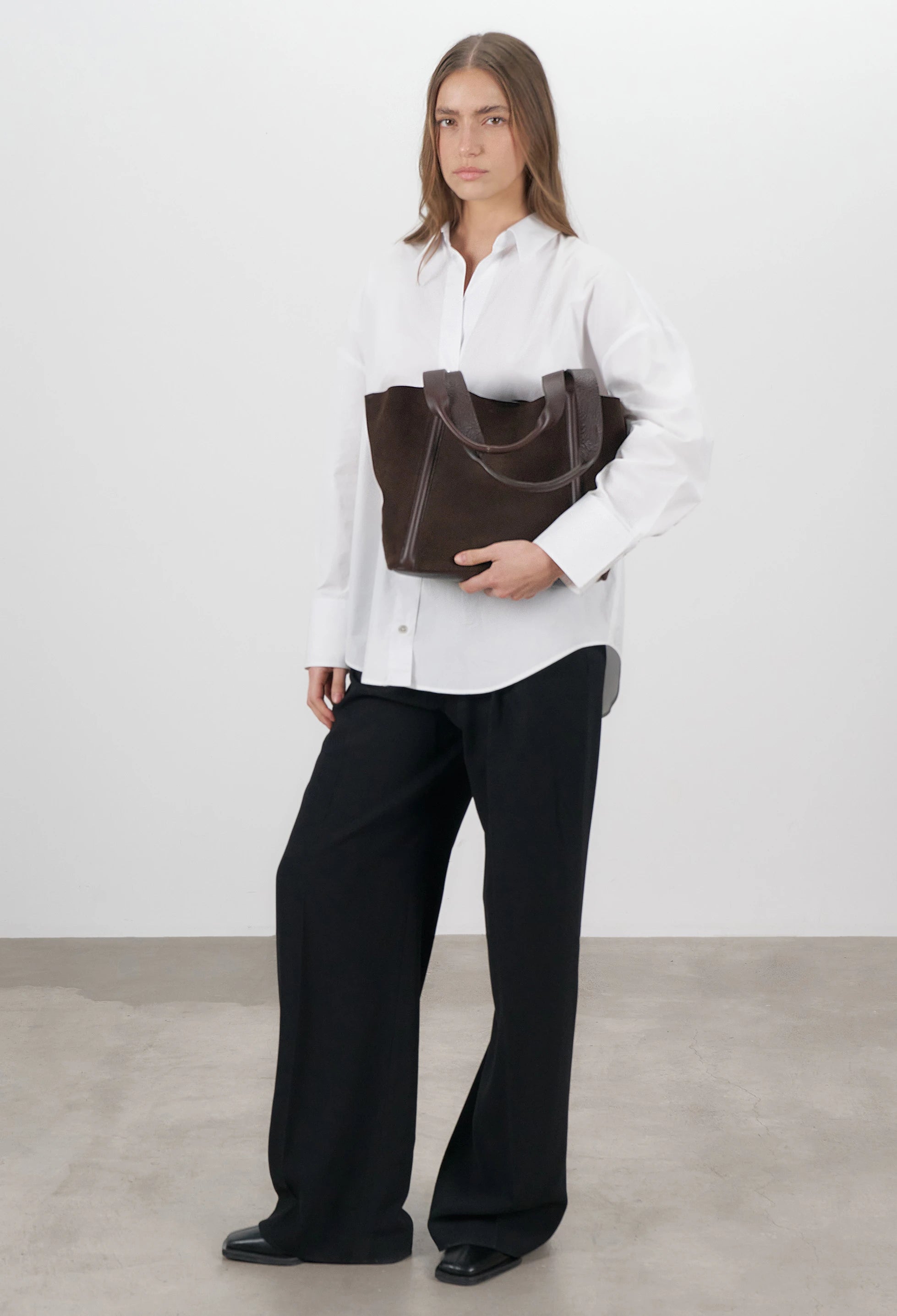 Sami Leather Tote Bag - Brown Suede