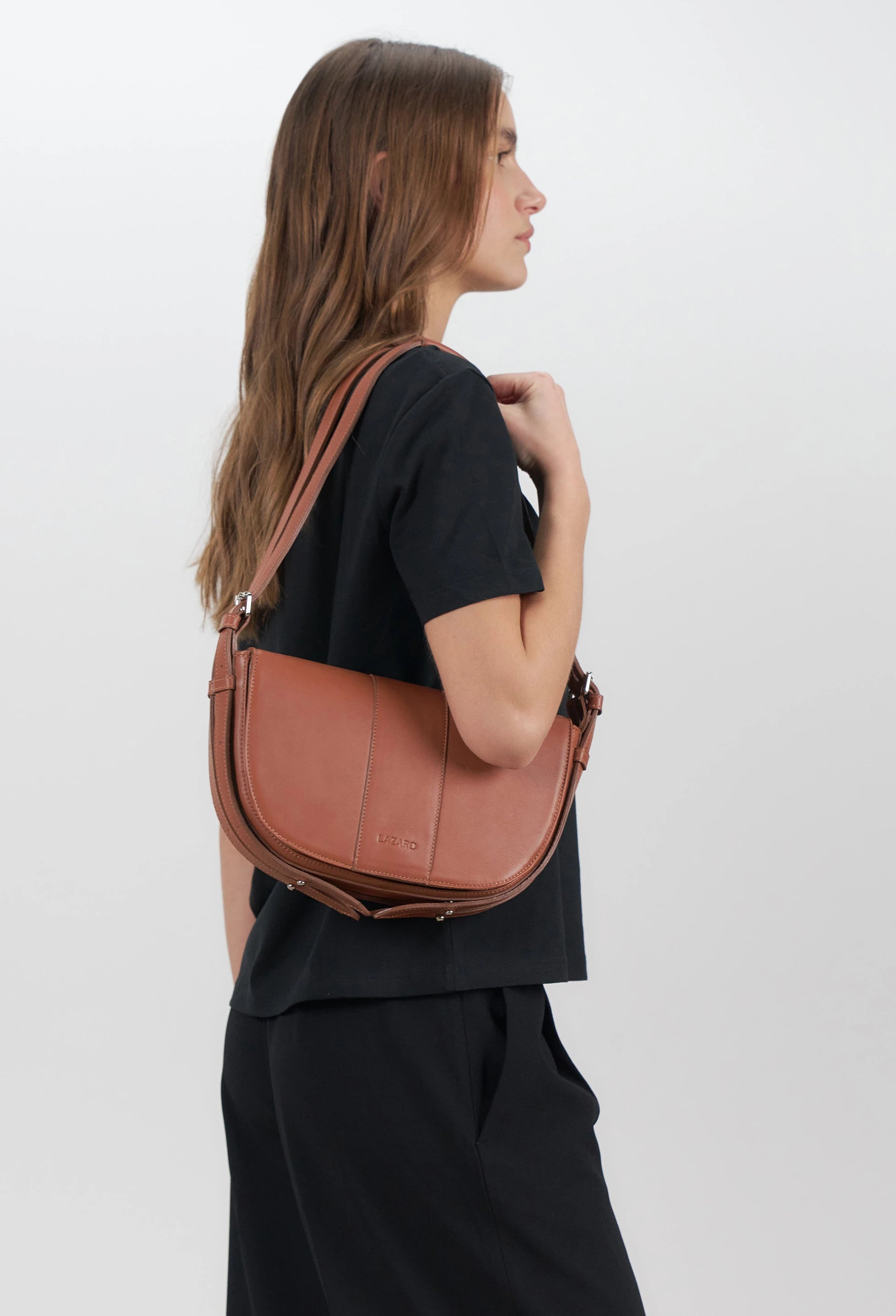Sisa Leather Shoulder Bag - Cognac