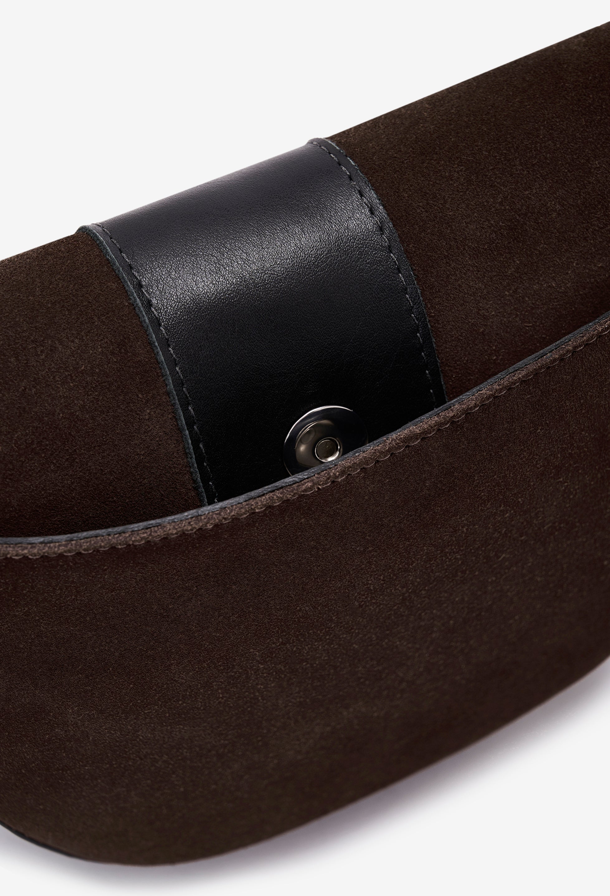 Sisa Leather Saddle Bag - Brown Suede