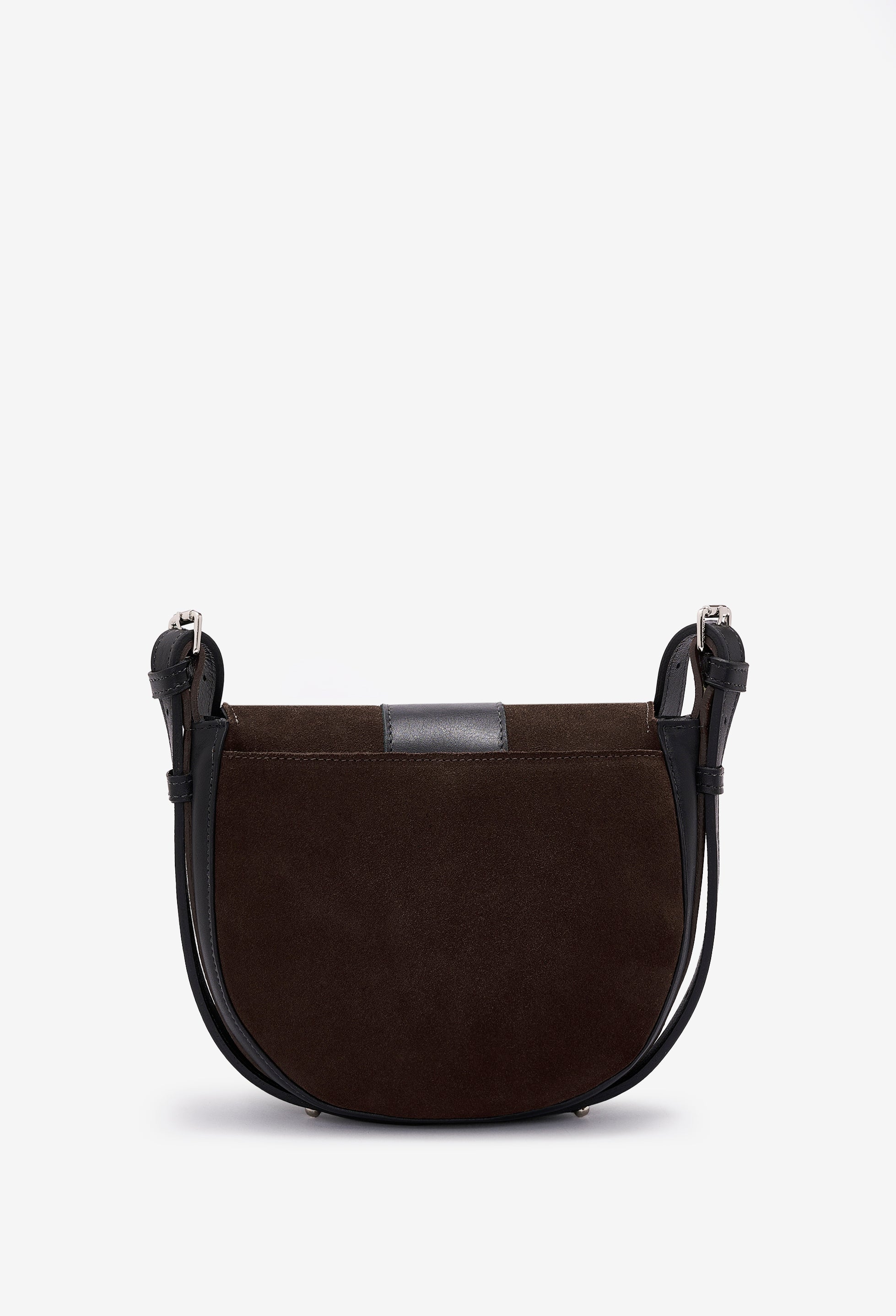 Sisa Leather Saddle Bag - Brown Suede