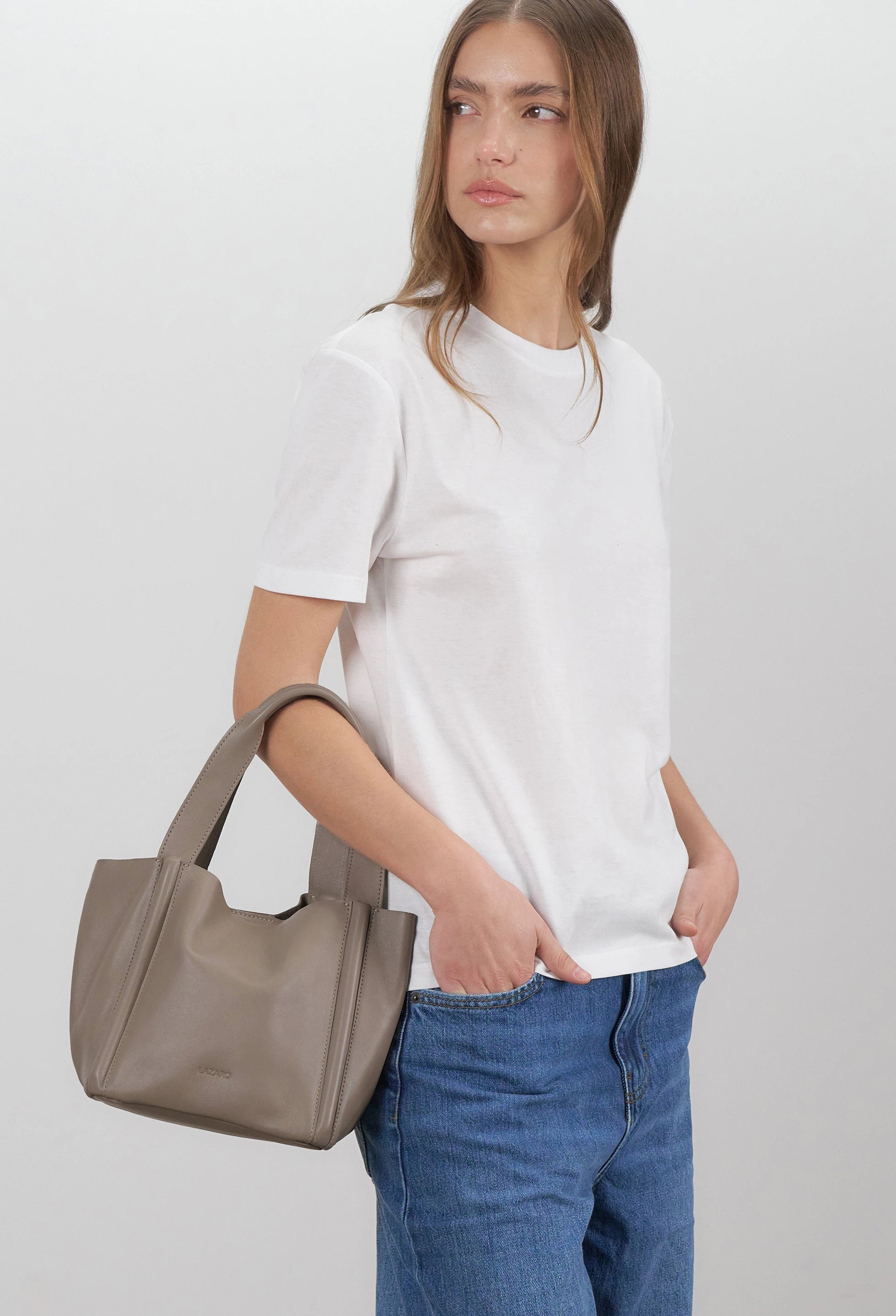 Tala Small Leather Tote Bag - Mink