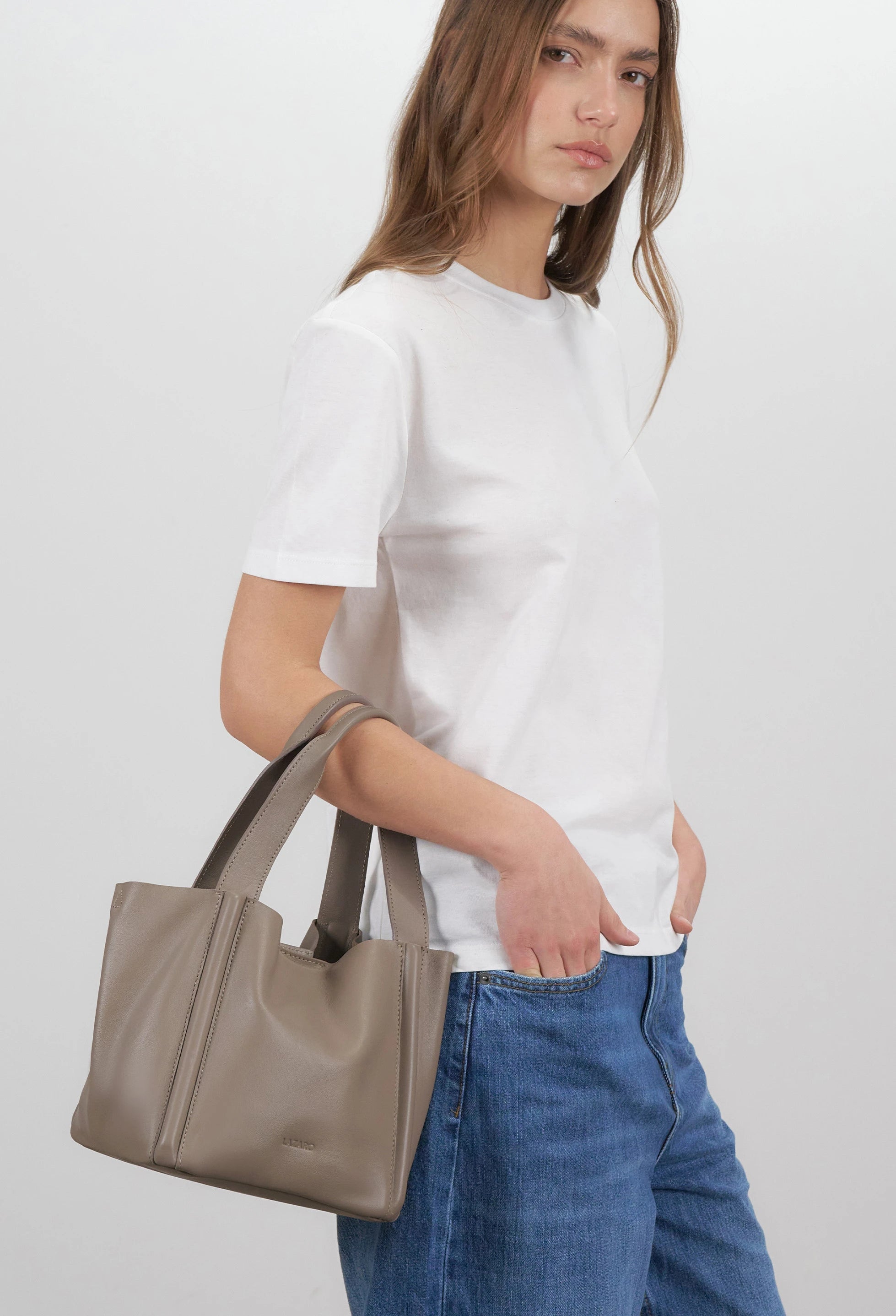 Tala Small Leather Tote Bag - Mink