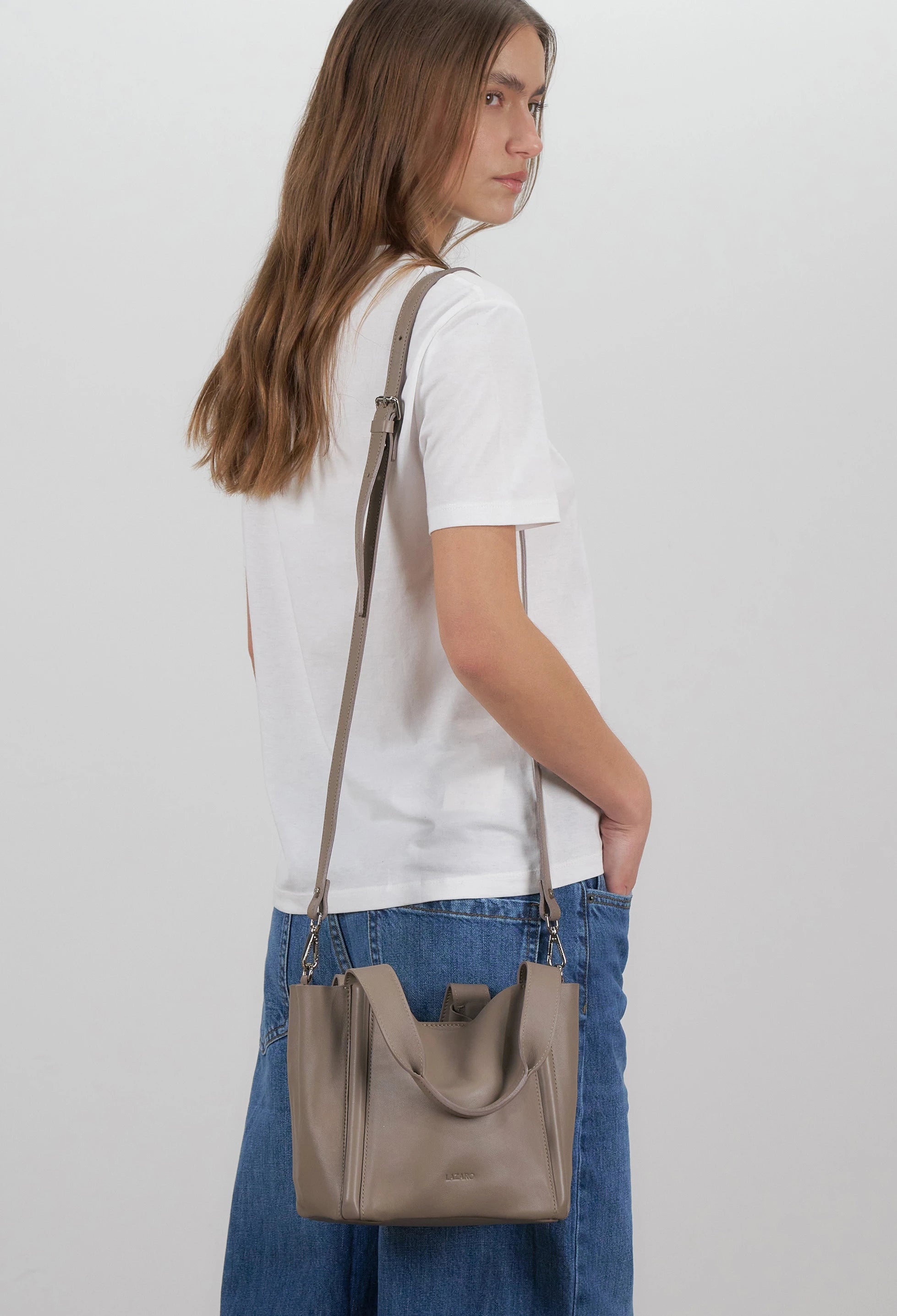Tala Small Leather Tote Bag - Mink