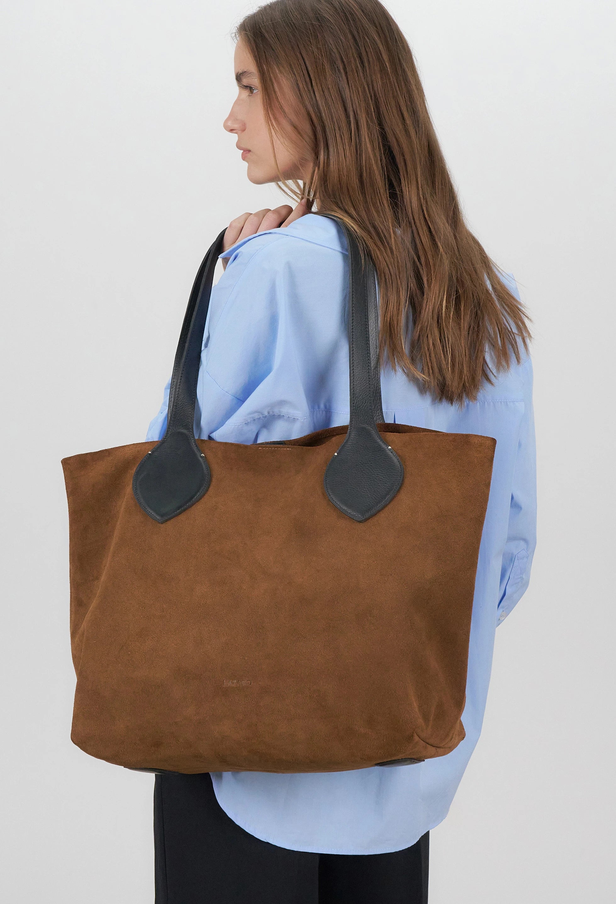 Tika Leather Tote Bag - Tan Suede