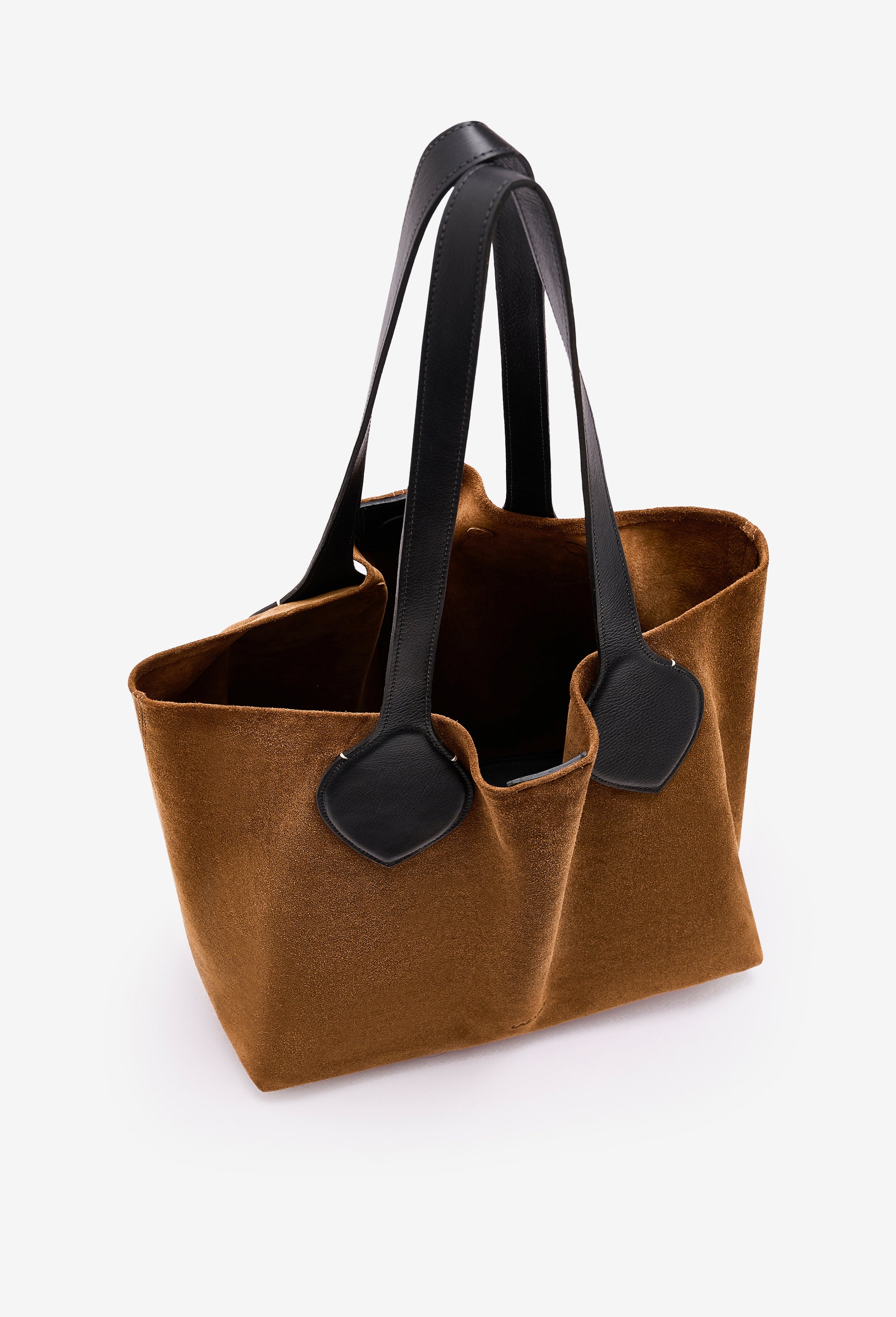 Tika Leather Tote Bag - Tan Suede