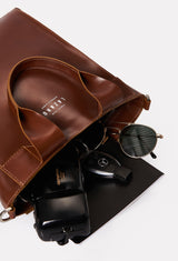 Tan Leather Mini Tote Bag 'Lambro'