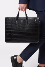 Croco Leather Slim Briefcase