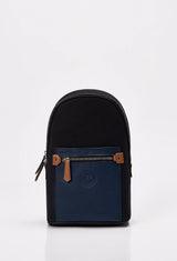 Black Canvas & Leather Sling Bag