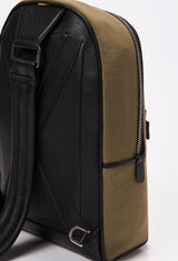 Olive Canvas & Leather Sling Bag