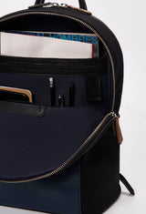 Black Canvas & Leather Backpack With Laptop Compartment