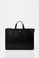 Croco Leather Slim Briefcase
