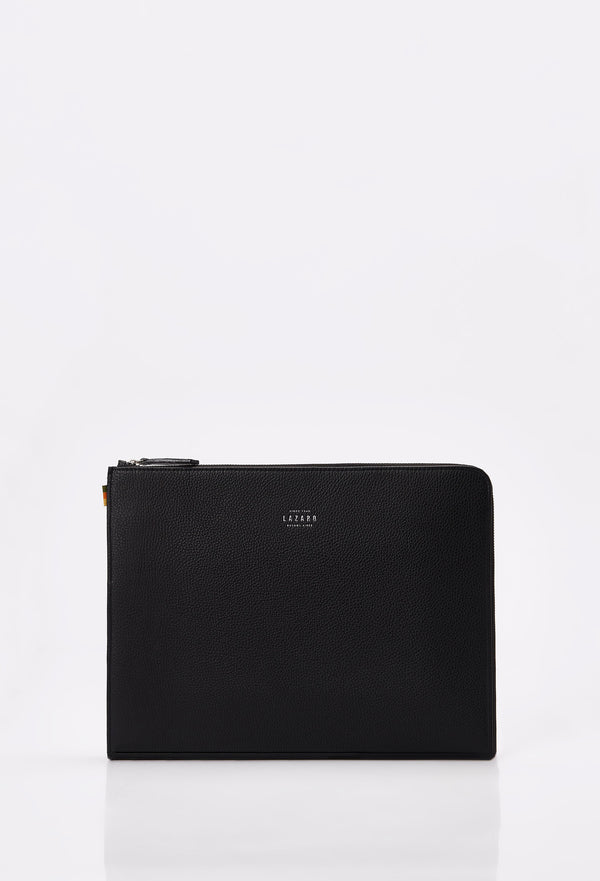 Black Leather Slim Computer Case