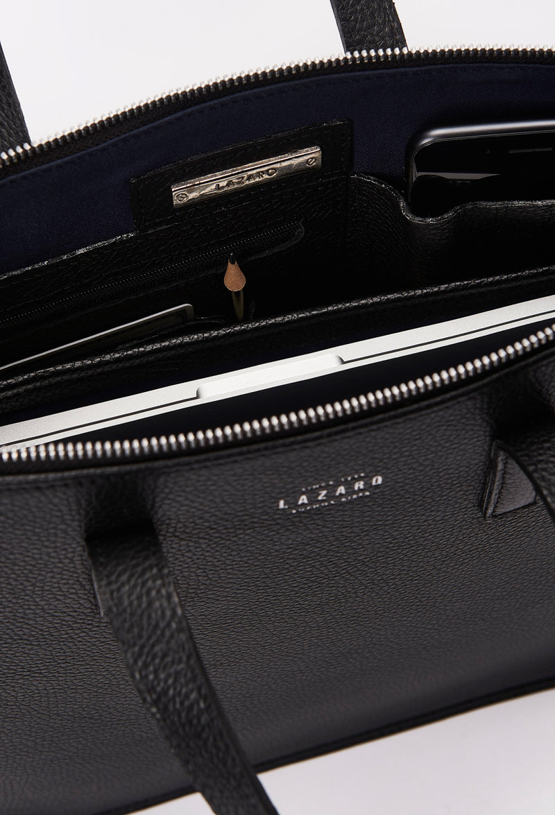 Black Leather Slim Briefcase