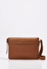 Tan Travel Leather Messenger With Magnet Closure