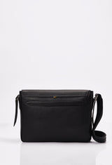 Black Travel Leather Messenger With Magnet Closure