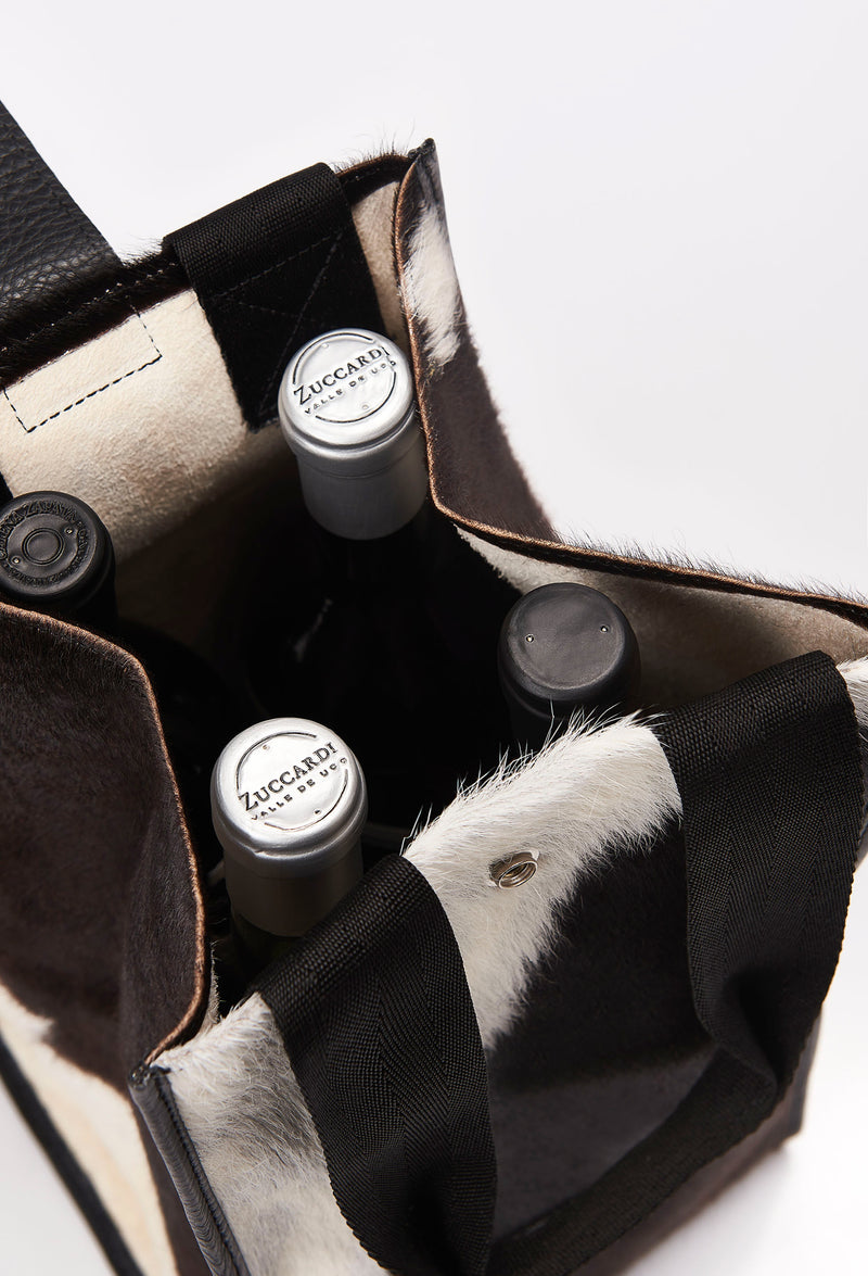 Cowhide Leather Wine Bag Four Bottles