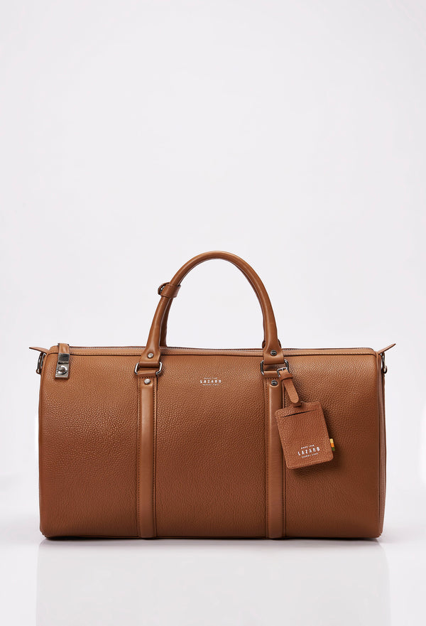 Heritage Tan Leather Duffel Bag With Lock Closure