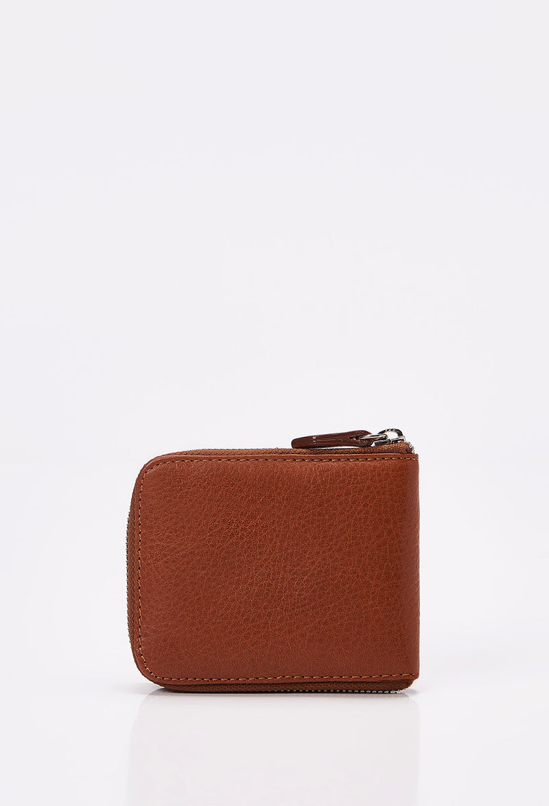 Tan Leather Minimalist Zipper Wallet