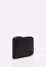 Croco Leather Minimalist Zipper Wallet